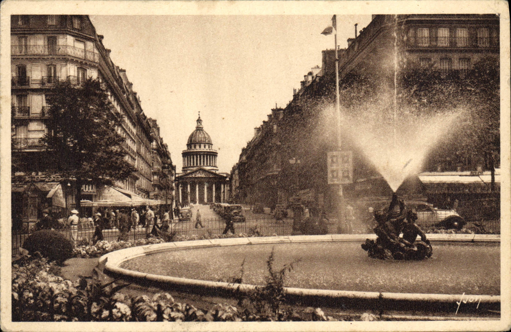 VINTAGE POSTCARD Paris While Strolling Street Soufflot and the Pantheon Places Edmond Rostand