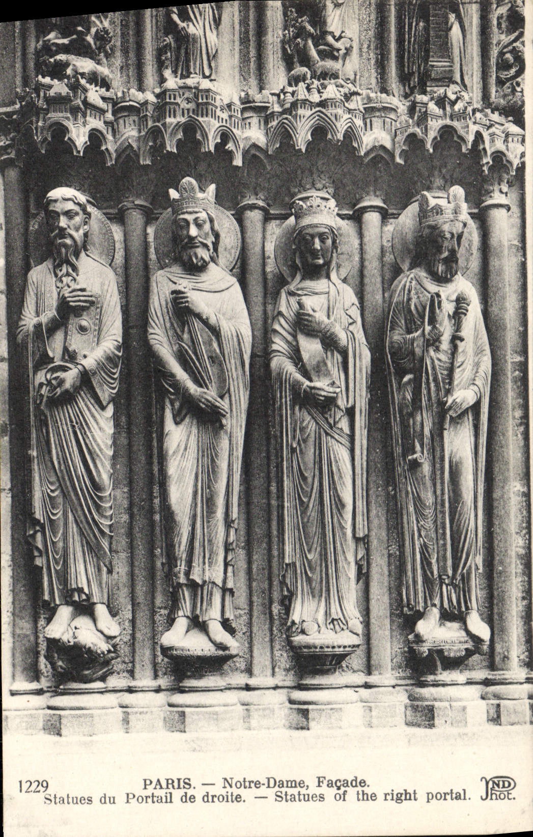 CPA Paris Notre Dame Facade Statues Du Portail De Droite