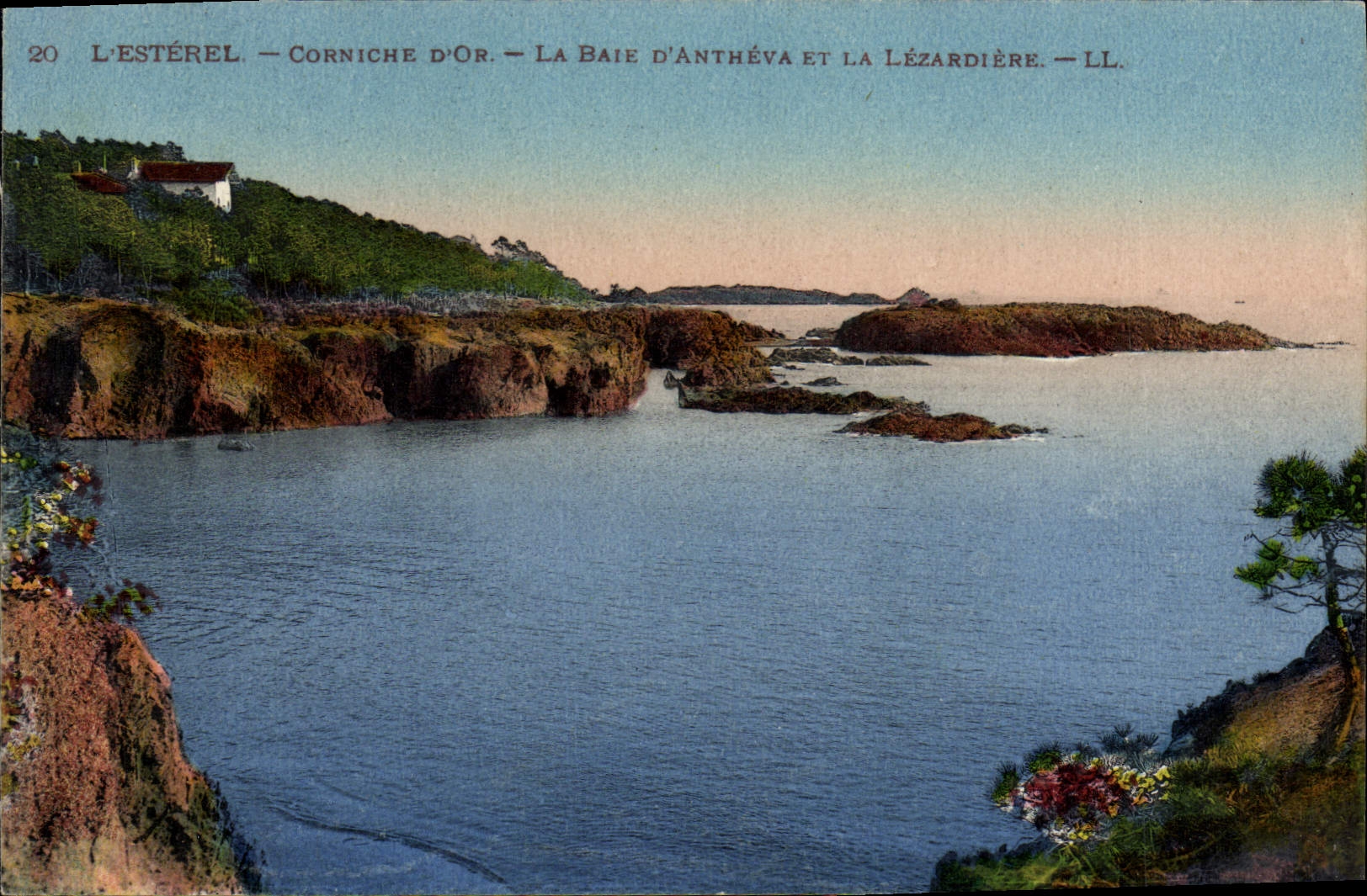 Cornisa de Esterel de la POSTAL de la VENDIMIA del oro la bahía D Antheva y Lezardiere