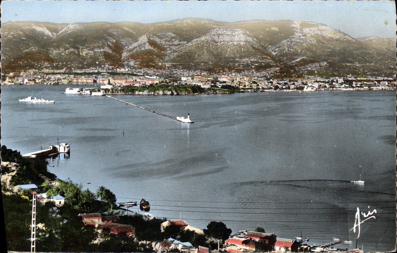 MODERN CARD Toulon Roads Seen of Mandrier Saint