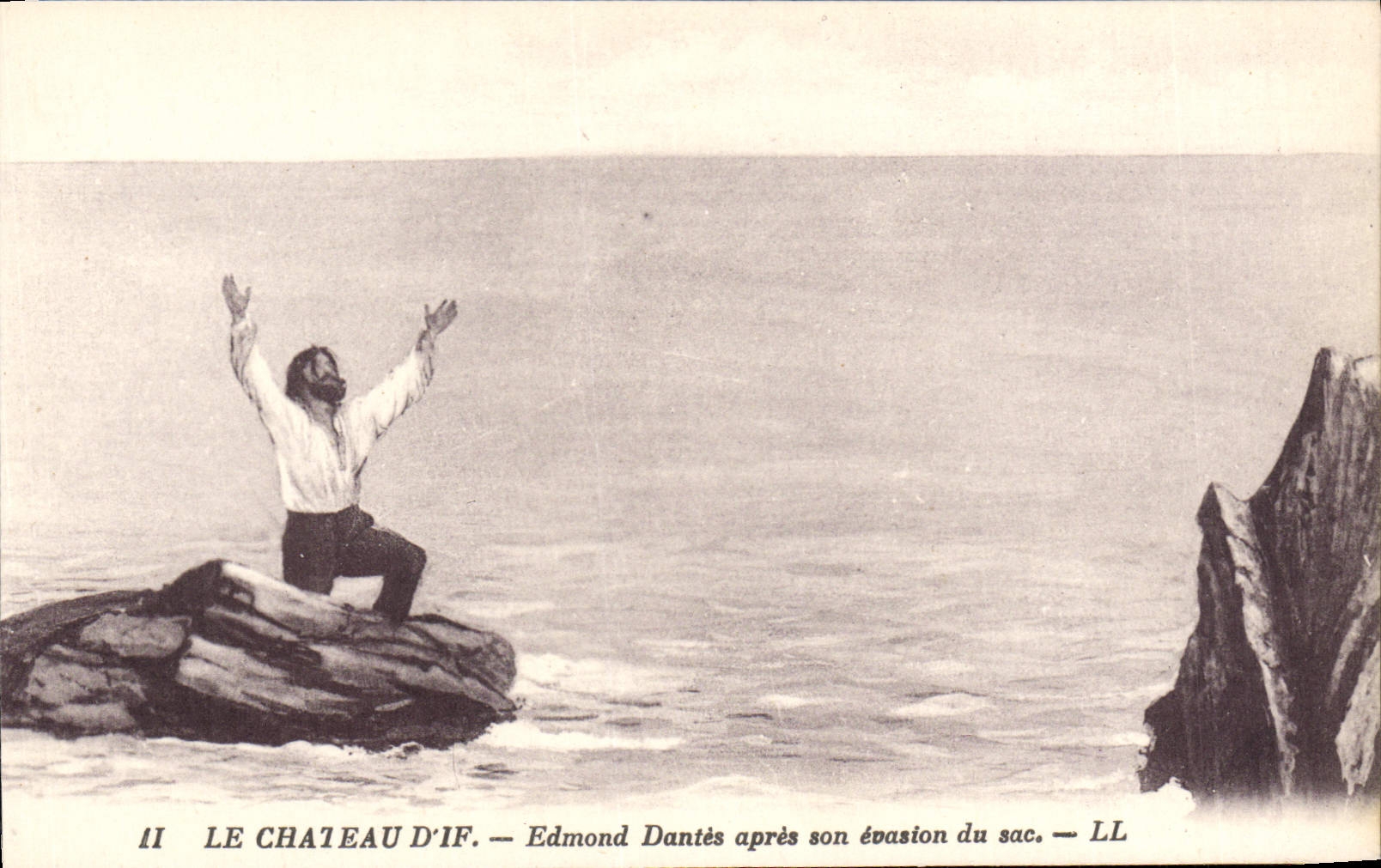 CPA Le Chateau D'If Edmond Dantes apres son evasion du sac Marseille