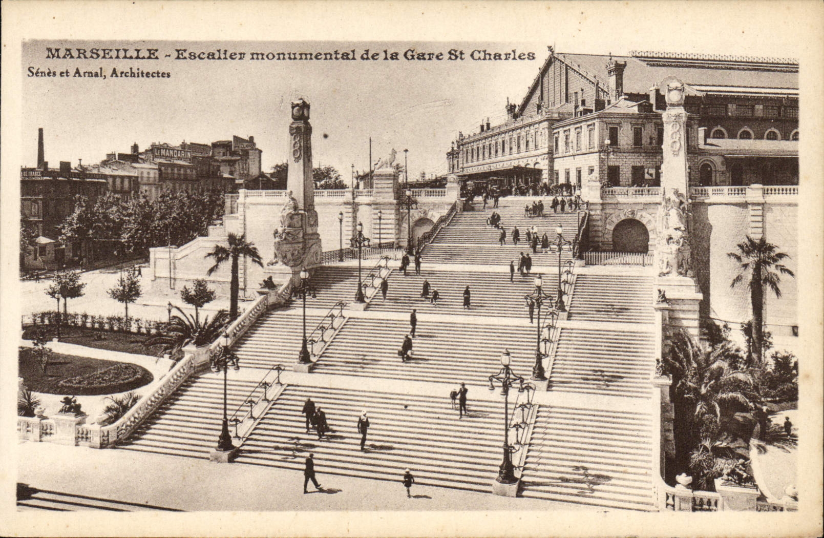CPA Marseille Escalier Monument De La Gare St Charles