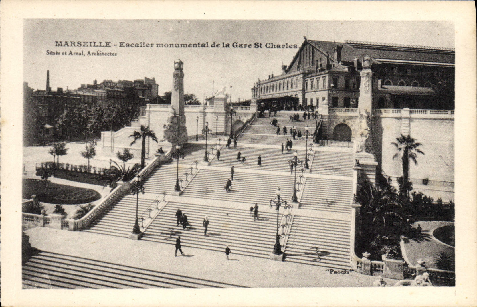CPA Marseille Escalier Monument De La Gare St Charles
