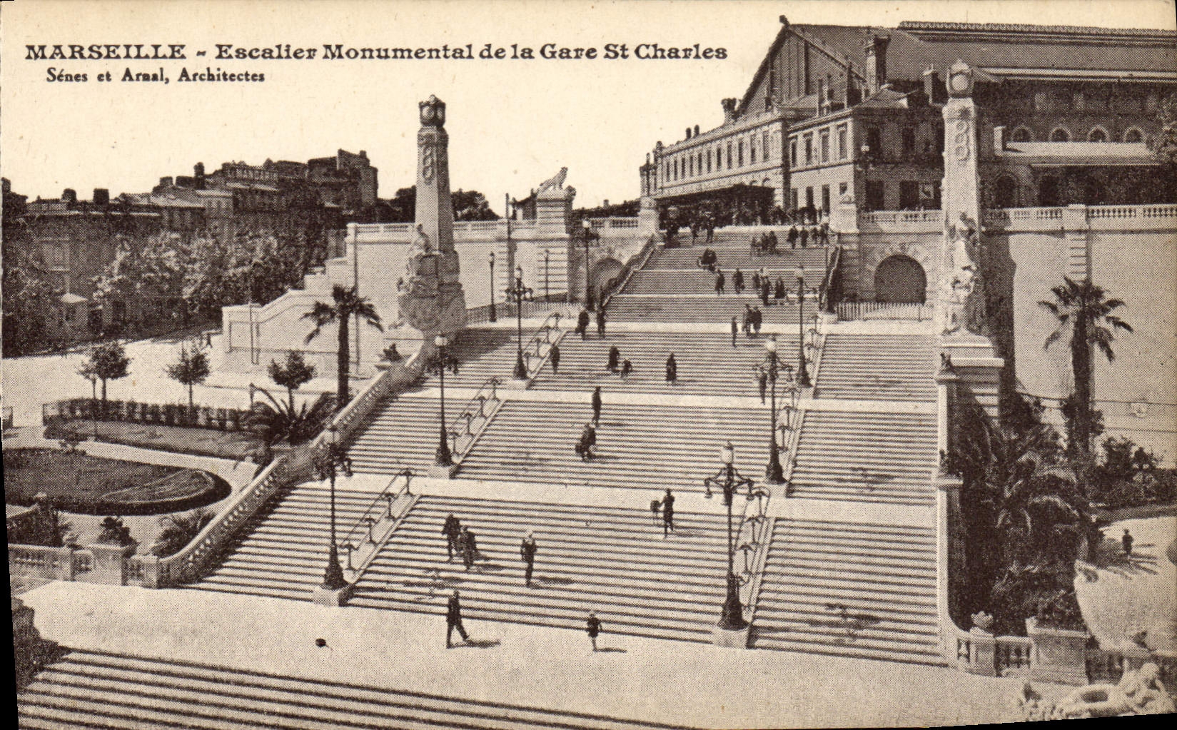 CPA Marseille Escalier Monument De La Gare St Charles
