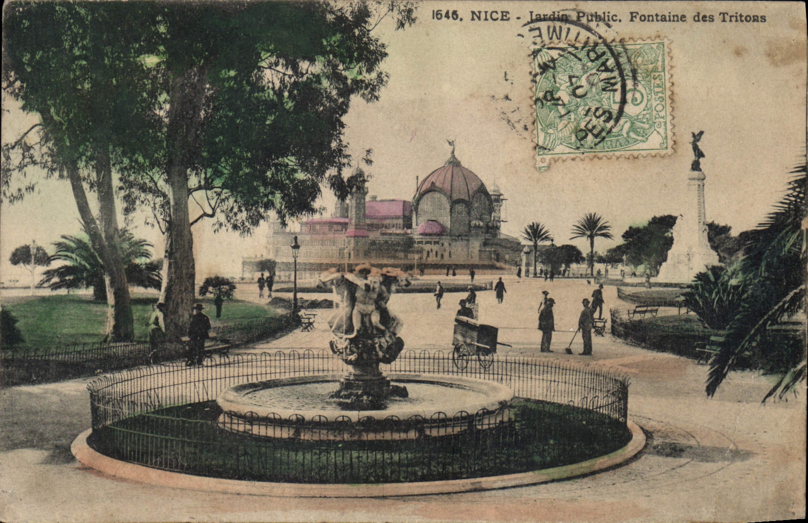 VINTAGE POSTCARD Nice Public garden Fountain Of the Tritons
