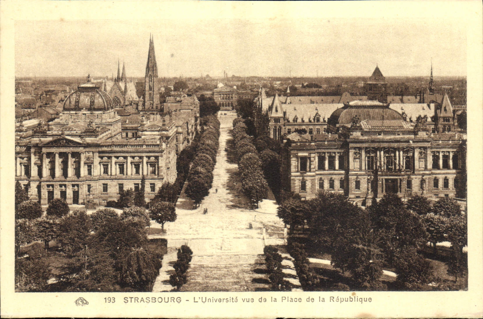 POSTAL Estrasburgo de la VENDIMIA la universidad vista del lugar de la república