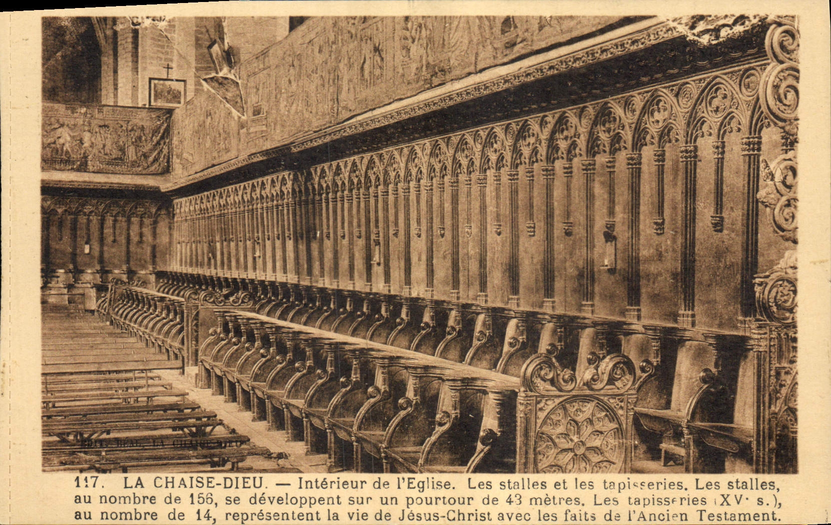 VINTAGE POSTCARD the Chair Interior God of the church stalls and tapestries