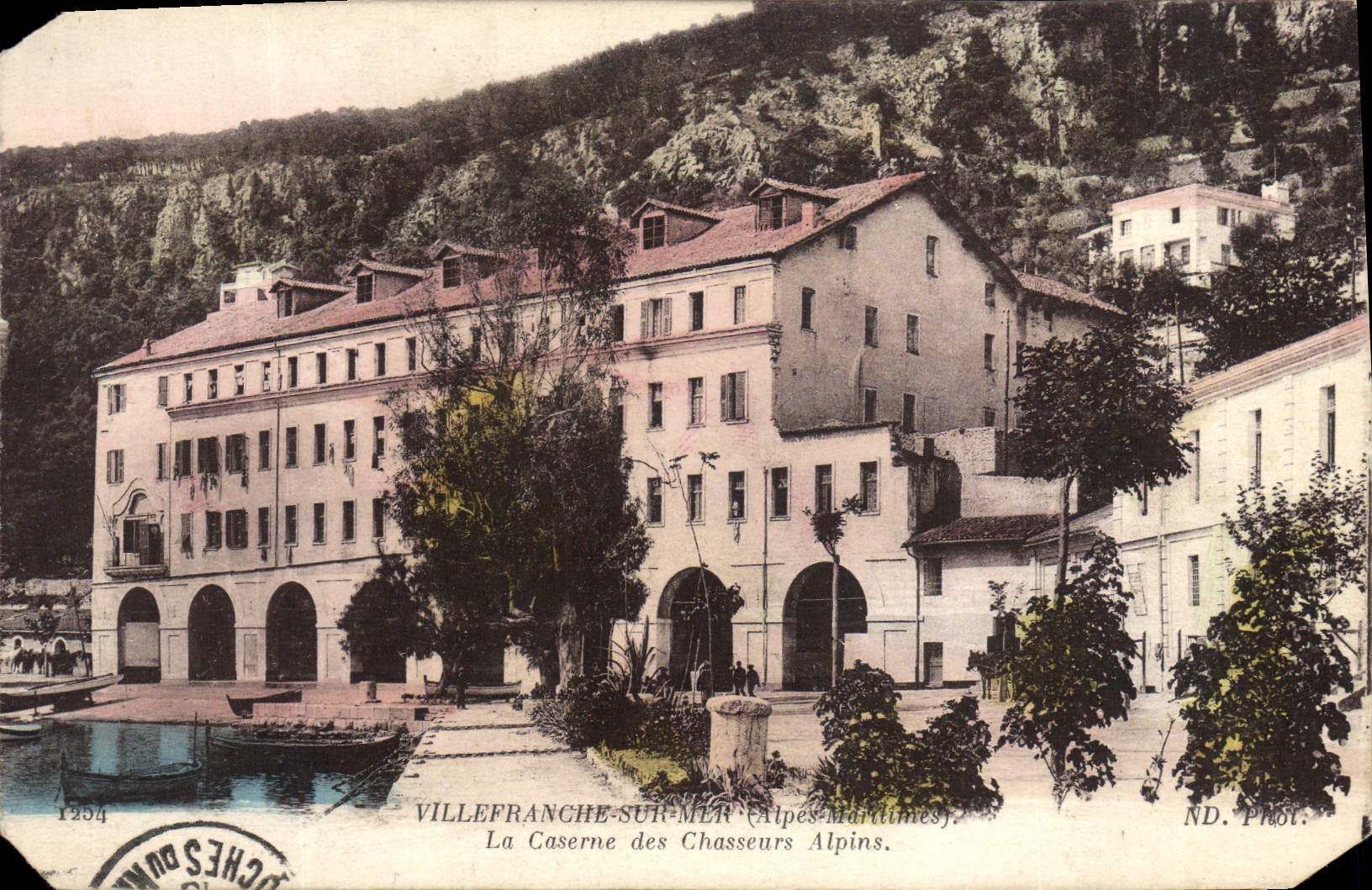 VINTAGE POSTCARD Villefranche On Sea the Barracks Of the Militaria Alpine hunters