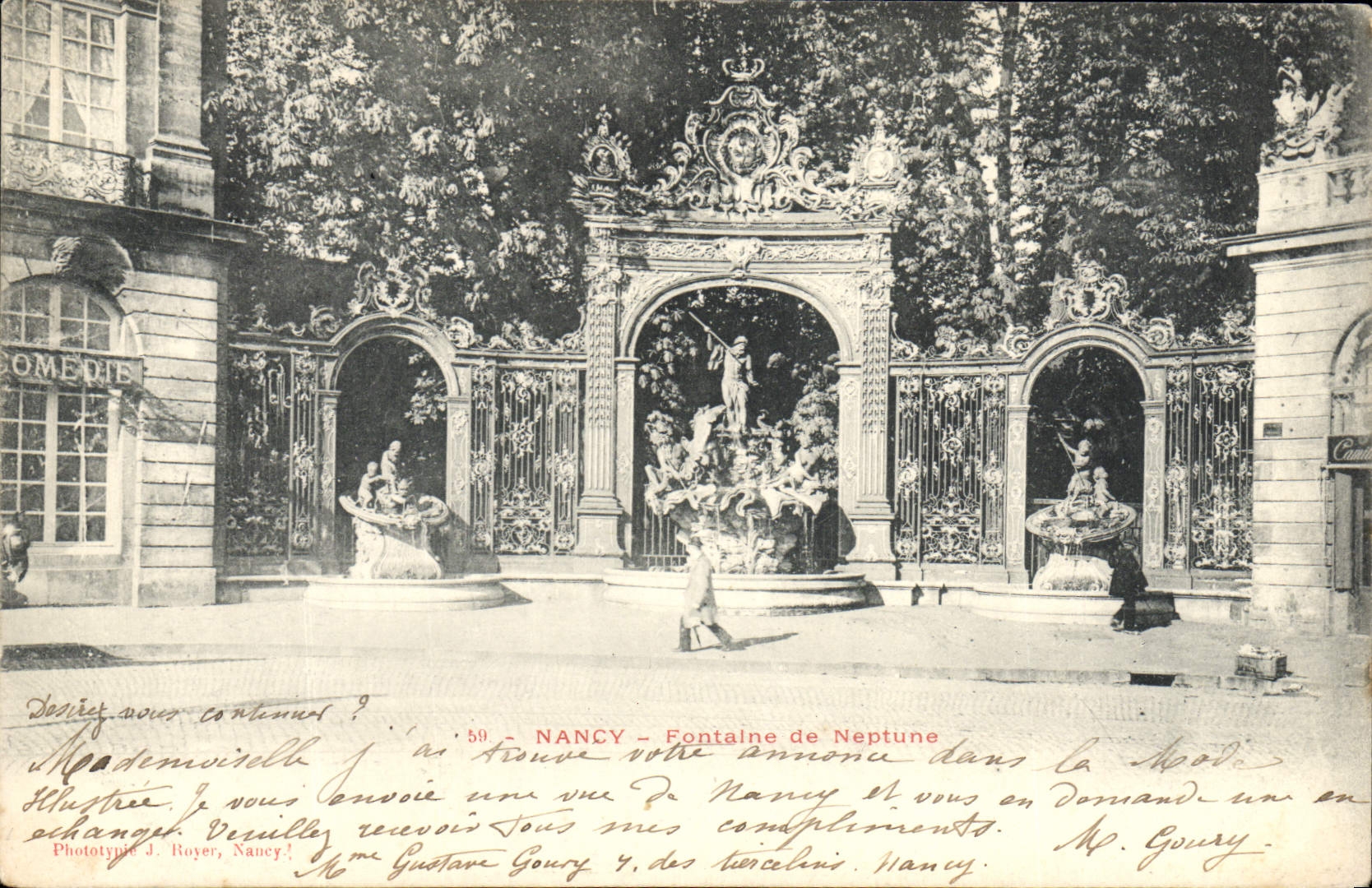 CPA Nancy Fontaine De Neptune Carte 1900