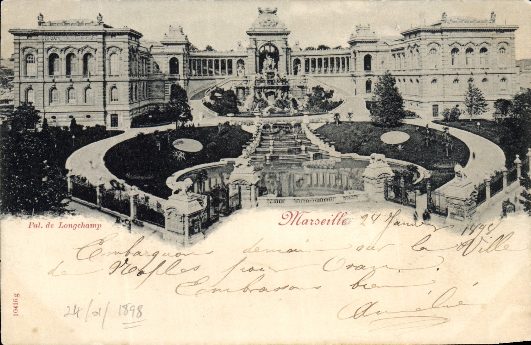 CPA Marseille Palais De Longchamp carte 24 1 1898 RARE