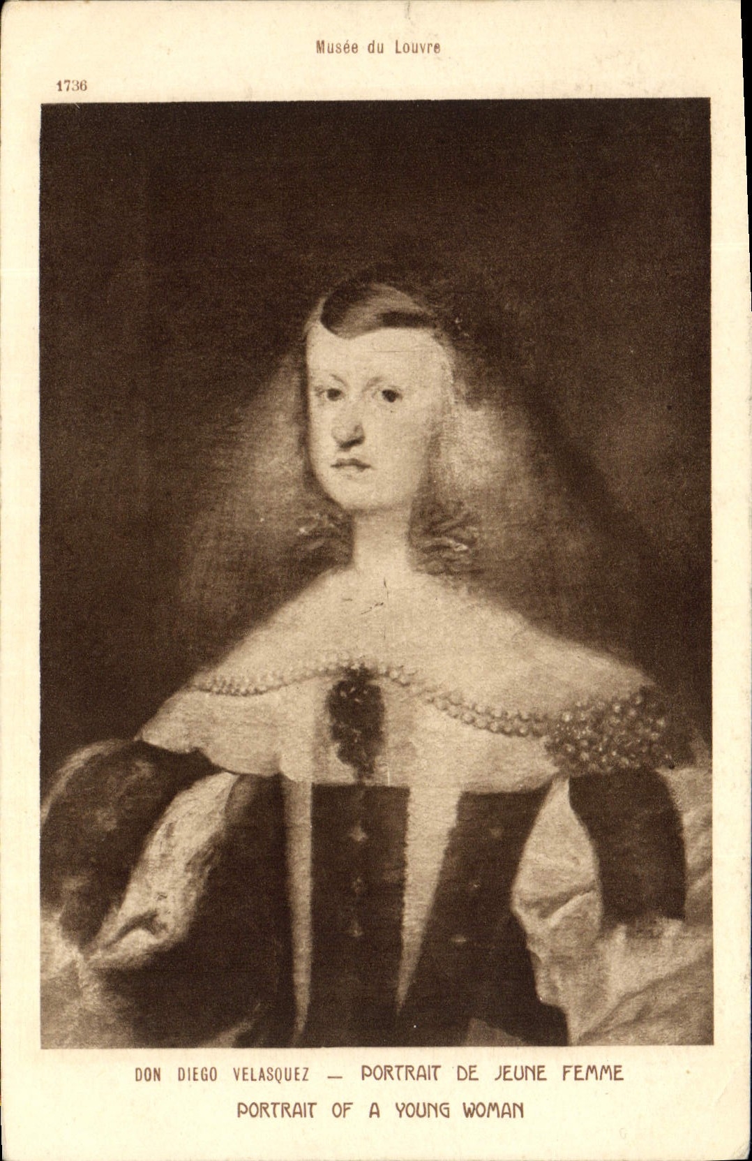 VINTAGE POSTCARD Portrait De Jeume Woman Gift Diego Velasquez