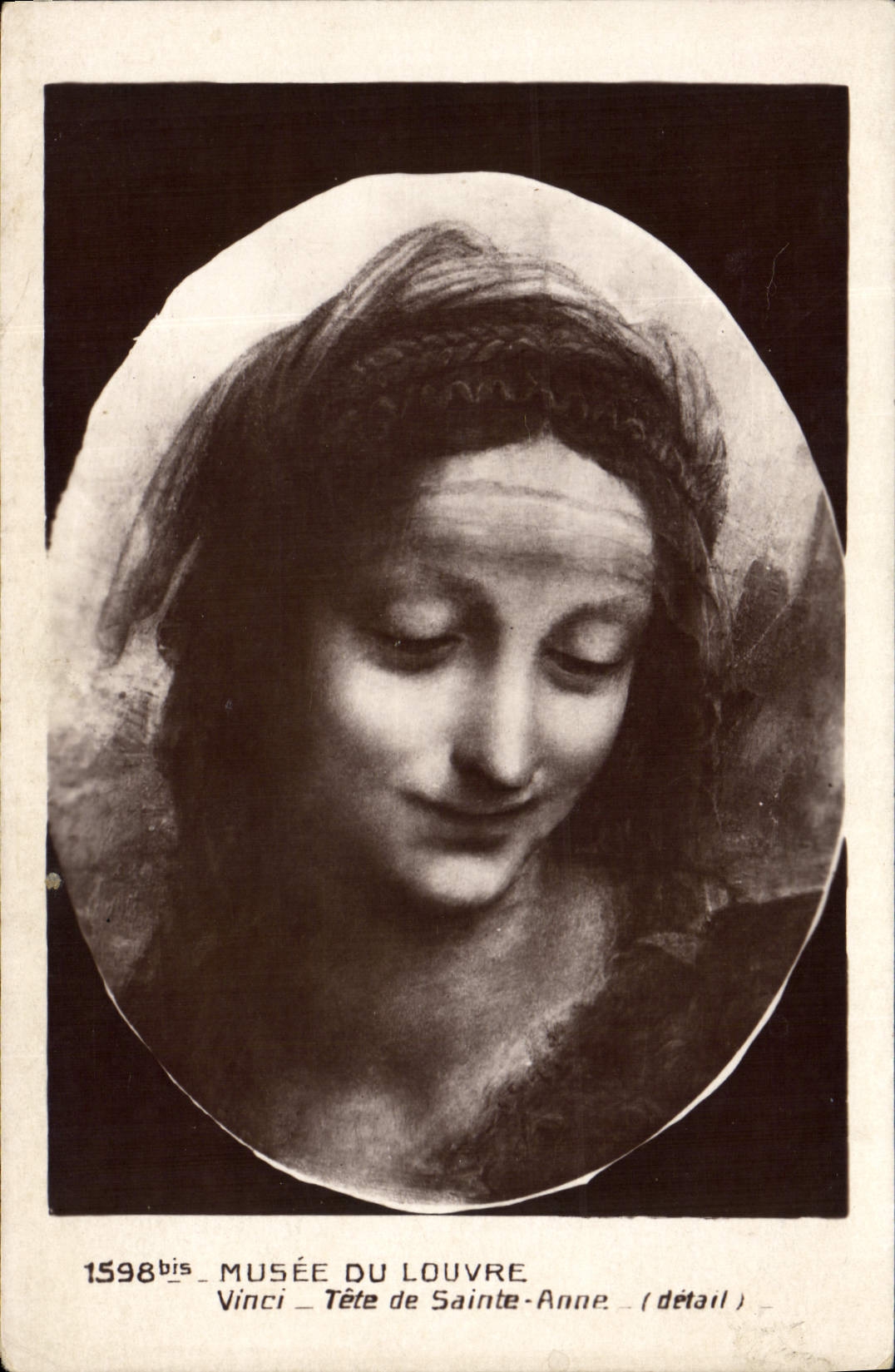 VINTAGE POSTCARD Museum Of Louvre Vinci Head Of Sainte Year