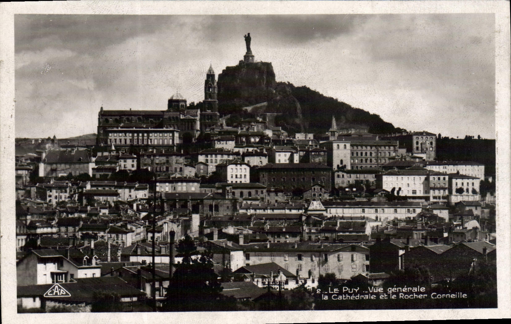 VINTAGE POSTCARD Puy View the cathedral and the rock Crow