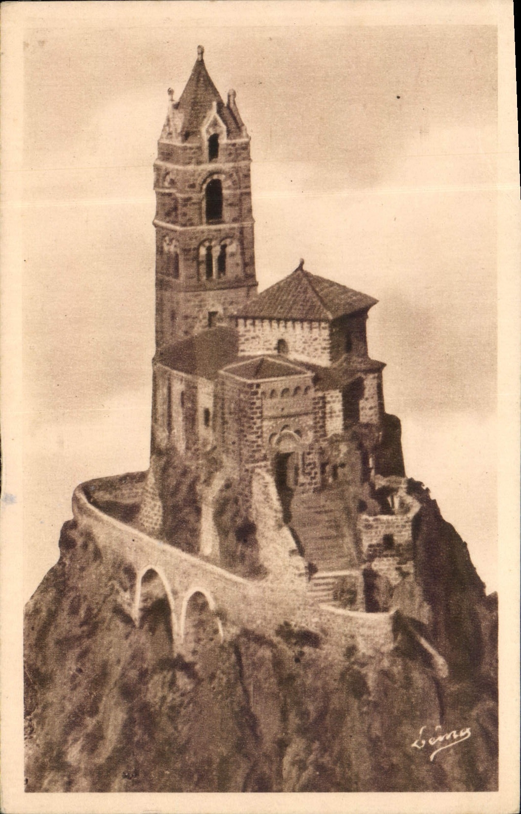 VINTAGE POSTCARD Puy Velay Vault Saint Michel