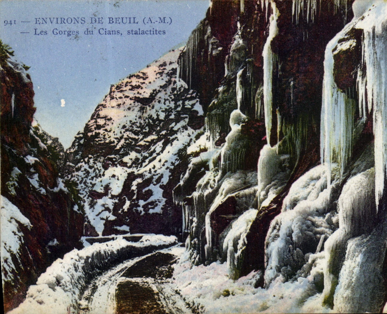 VINTAGE POSTCARD Surroundings De Beuil Falls of Cians Stalactites
