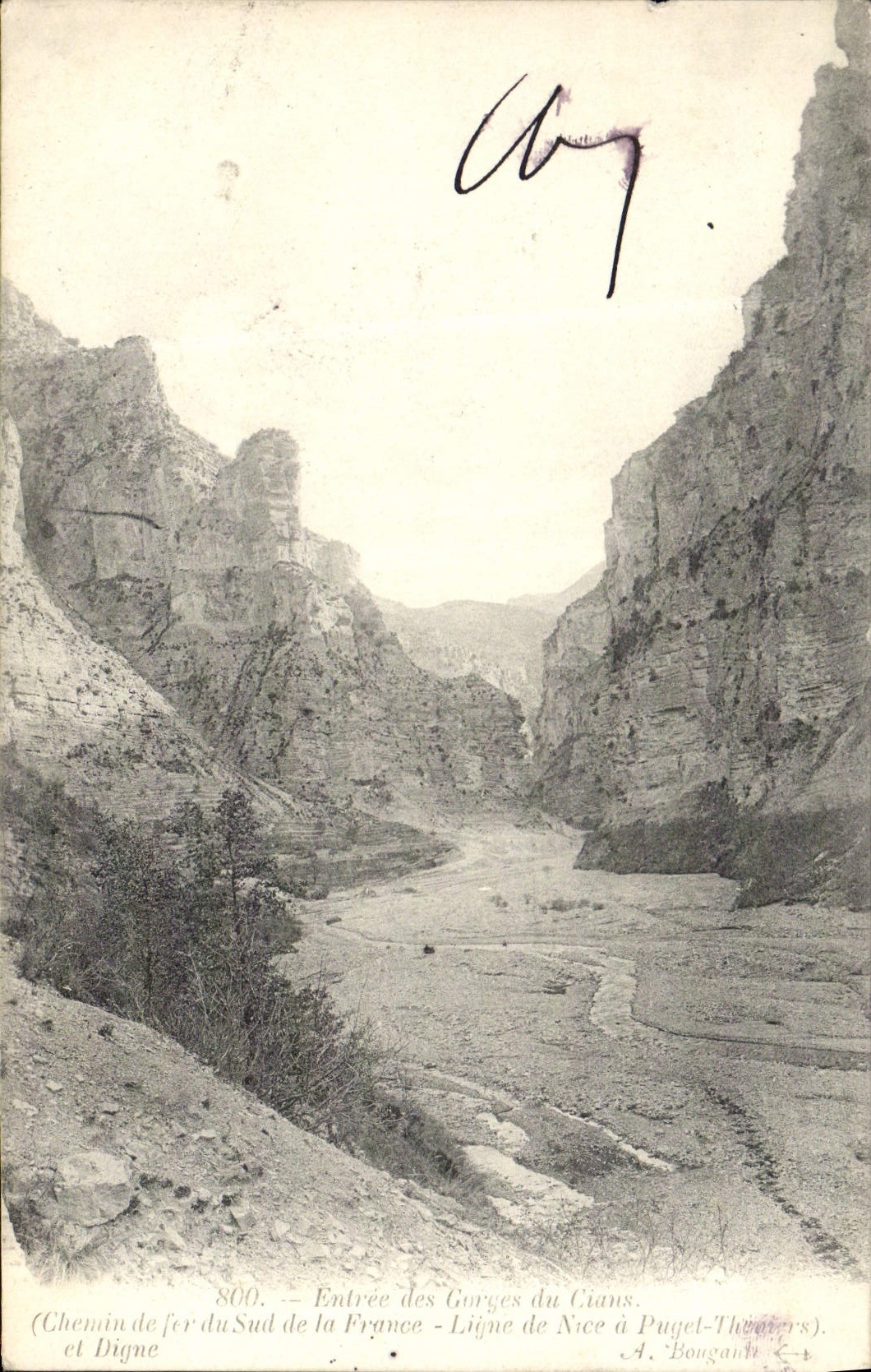 CPA Entree des gorges du Cians Chemin de fer du Sud de la France Ligne de Nice a Puget