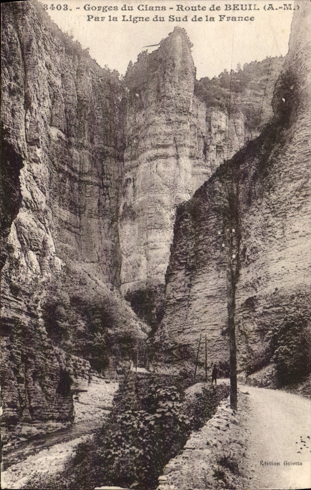 VINTAGE POSTCARD Falls of Cians Road of Beuil By the Line of the South of France