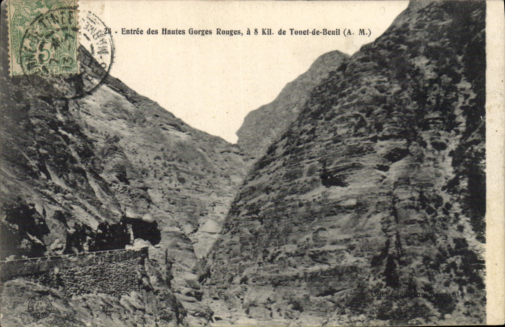 VINTAGE POSTCARD Entered of the High Red Falls of Touet de Beuil