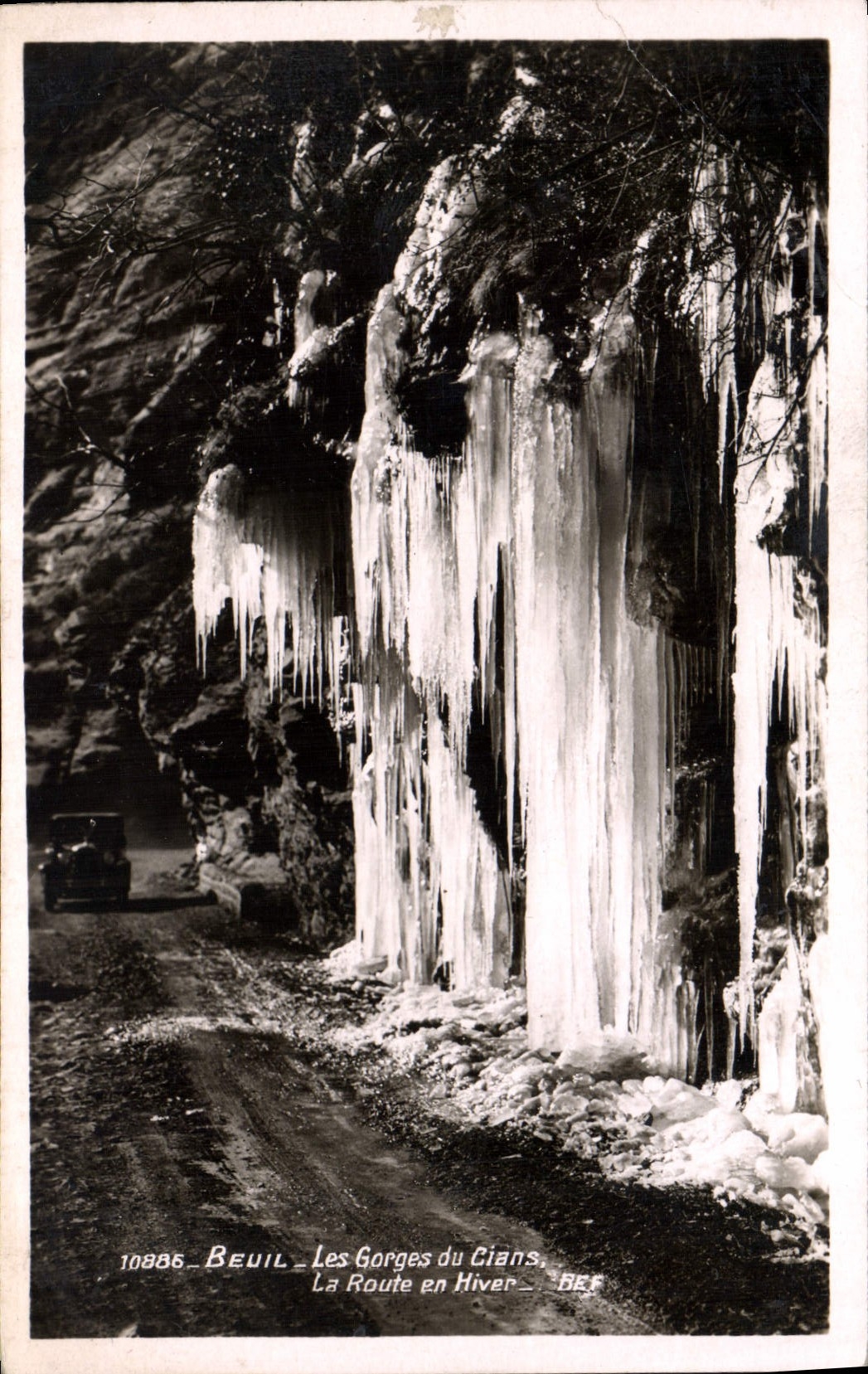 MODERN CARD Beuil Falls of Cians the Road in Winter