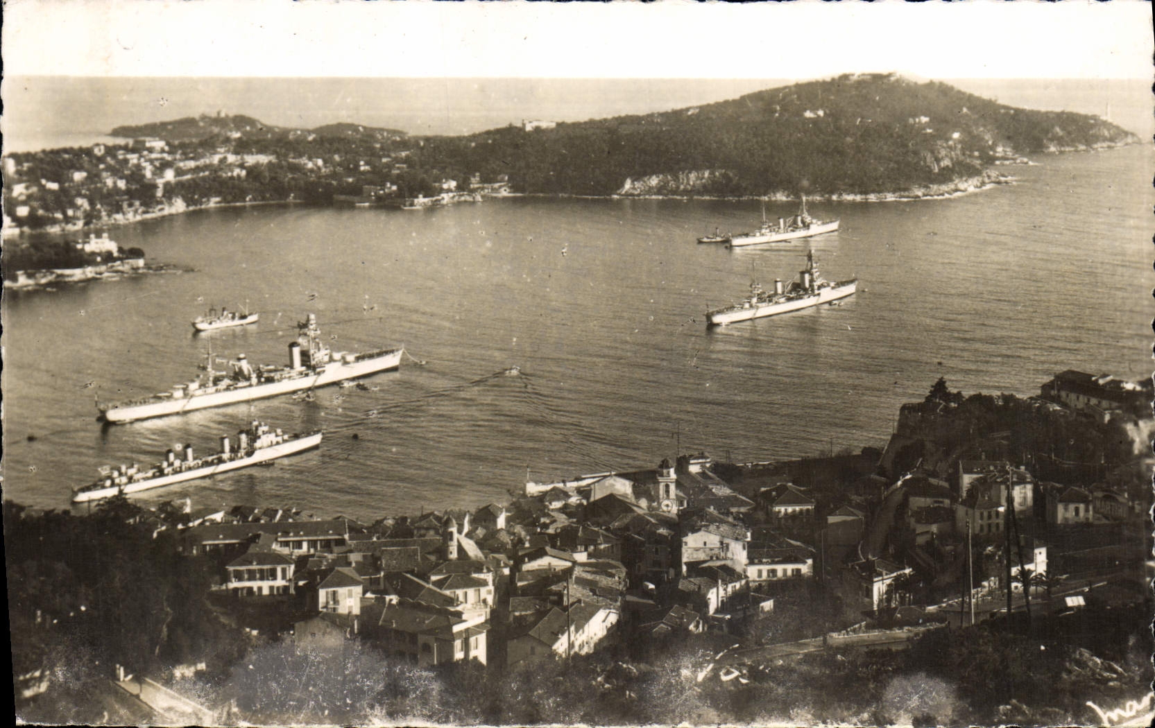 MODERN CARD Villefranche On Sea roads and the Cape Ferrat Boats