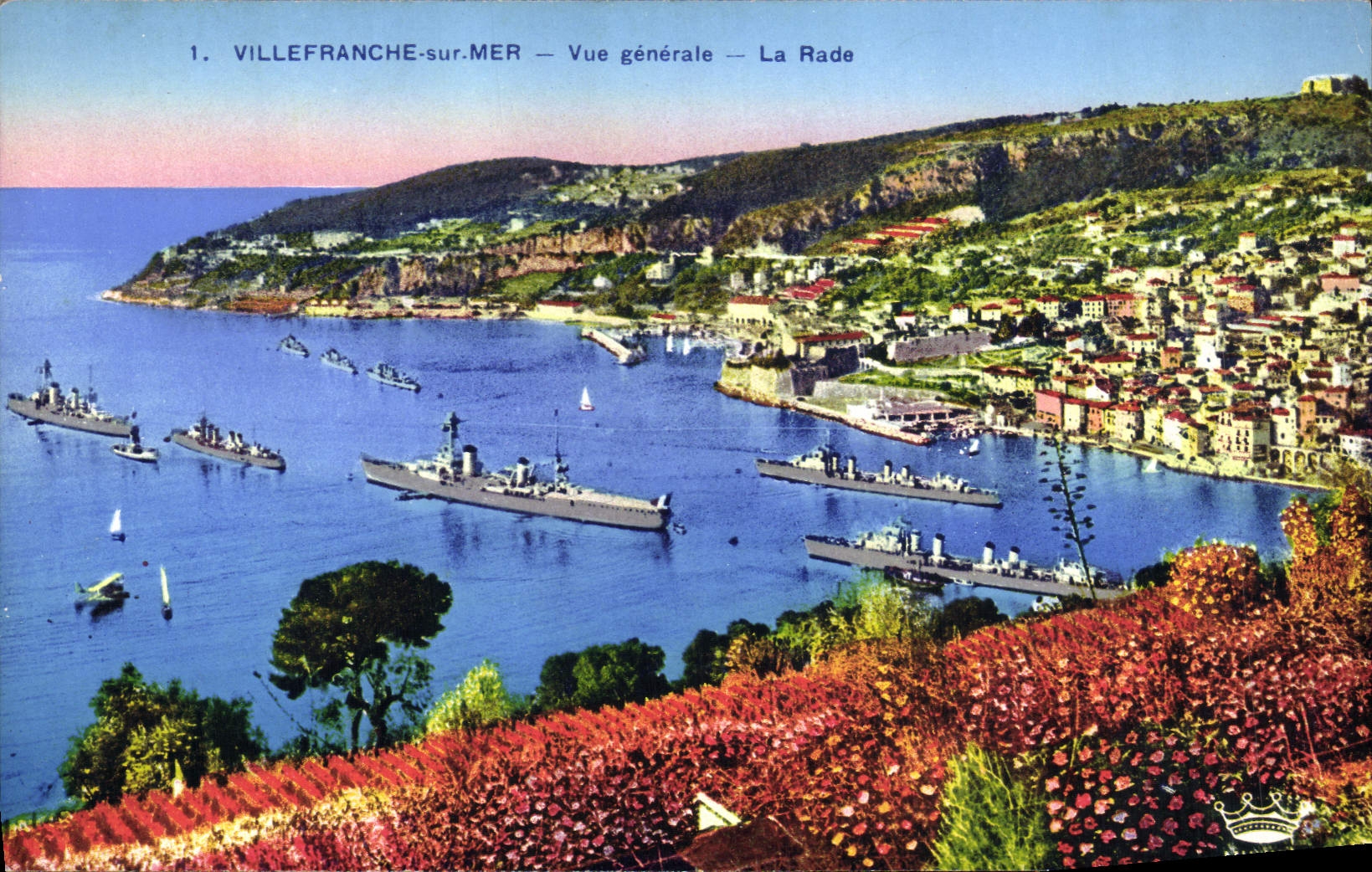 CPA Villefranche Sur Mer Vue Generale La rade Bateaux