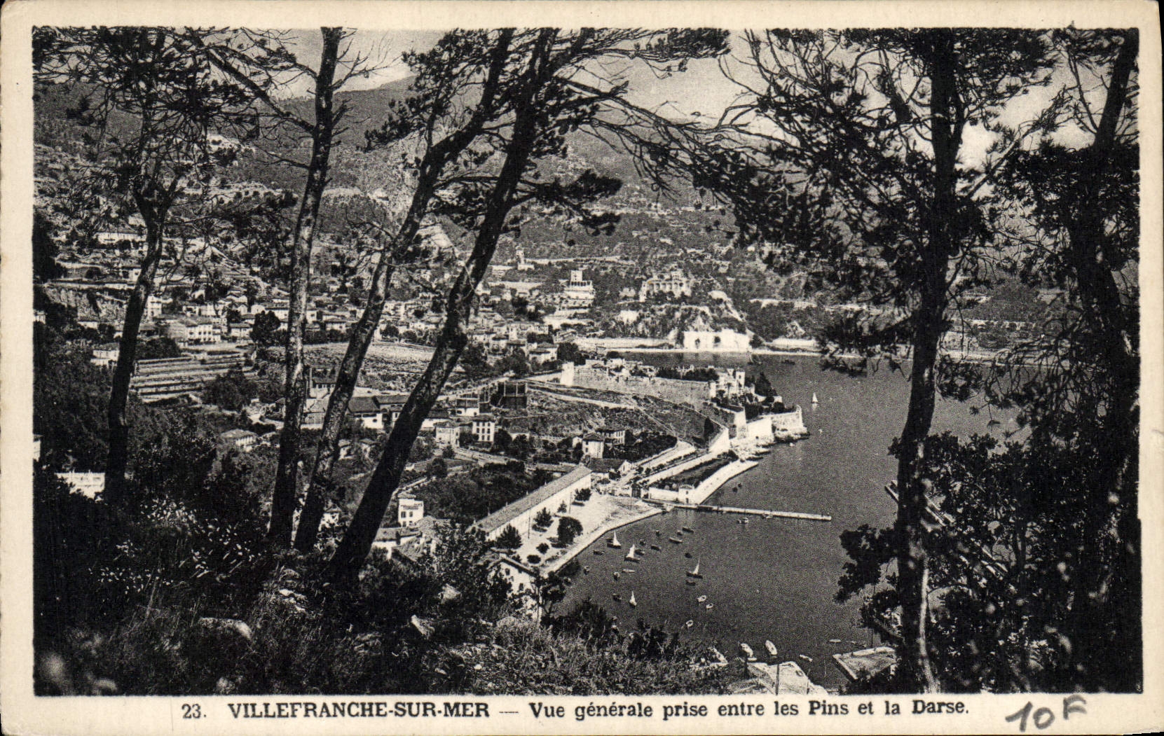 VINTAGE POSTCARD Villefranche On Sea View Taken between the Pines and the Wet dock