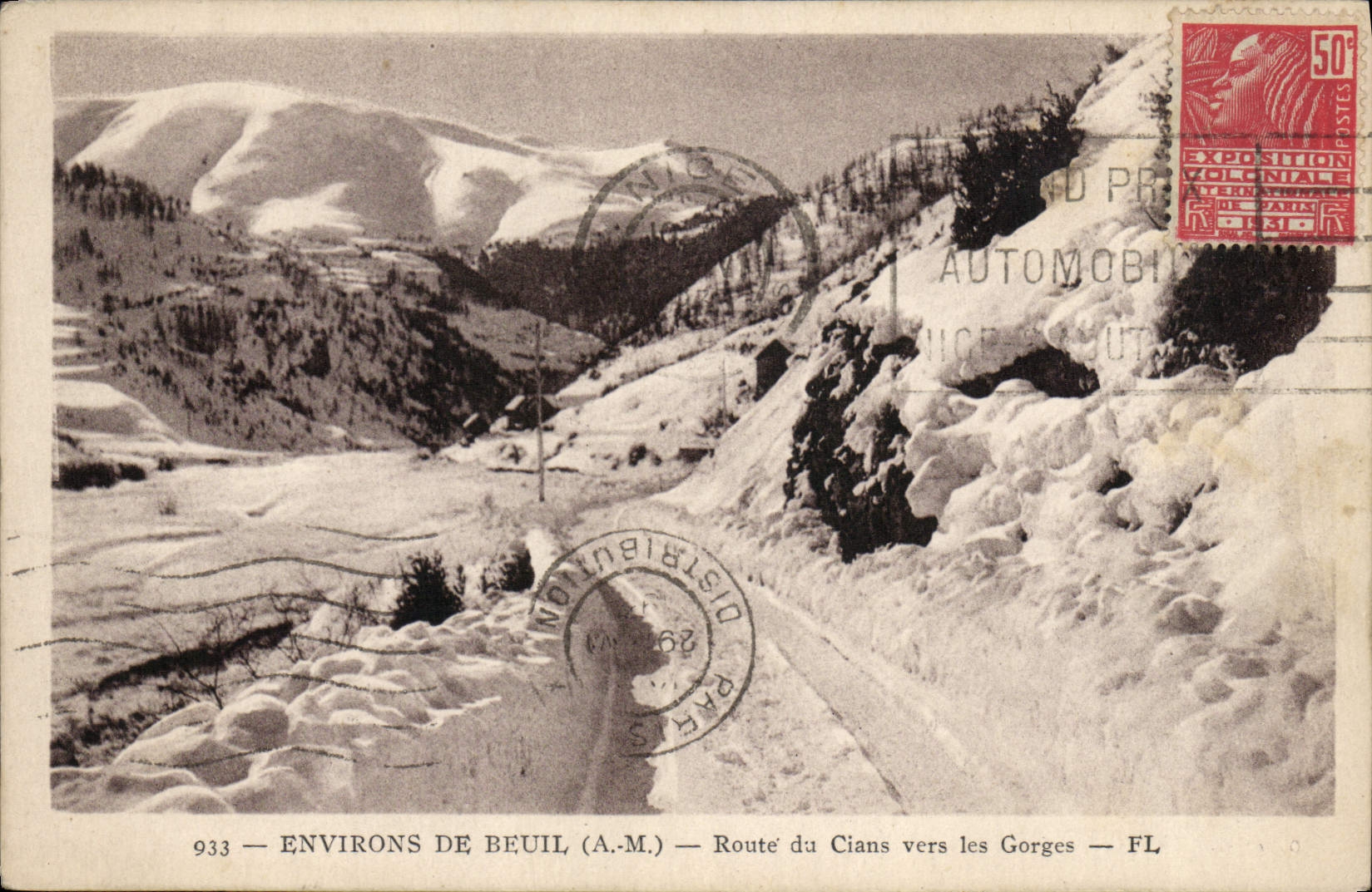 CPA Environs de Beuil Route du Cians vers les gorges