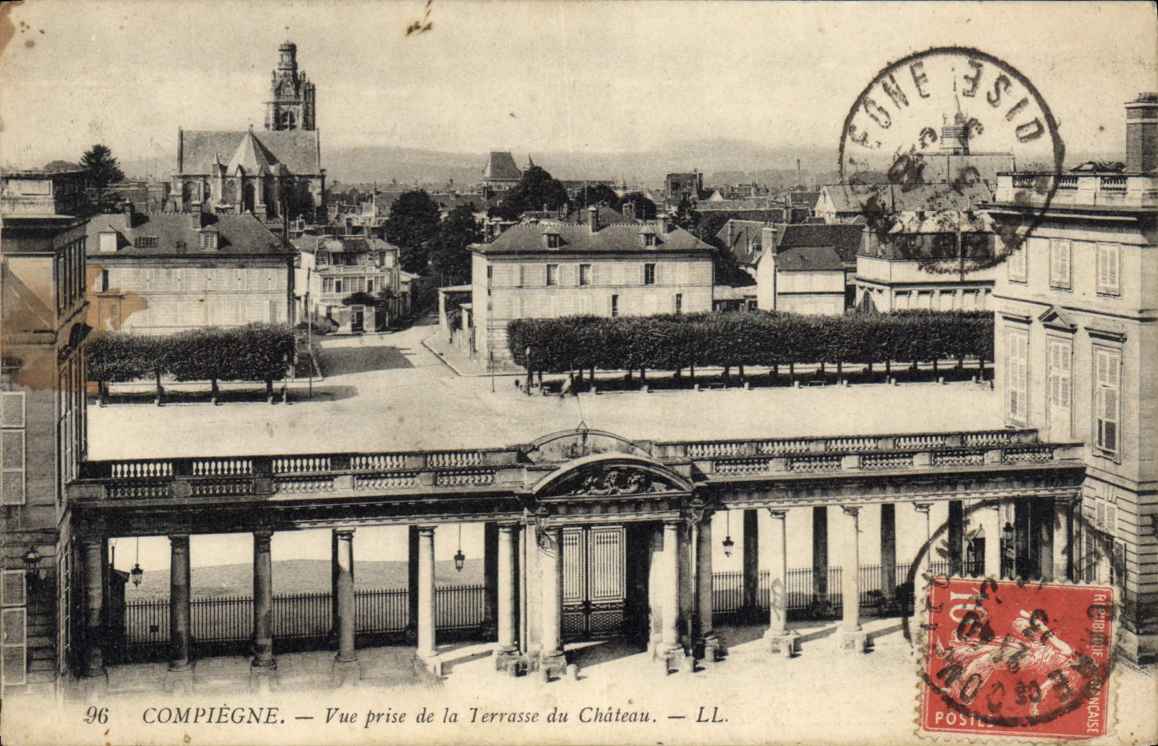 POSTAL Compiegne de la VENDIMIA vista de la terraza del castillo