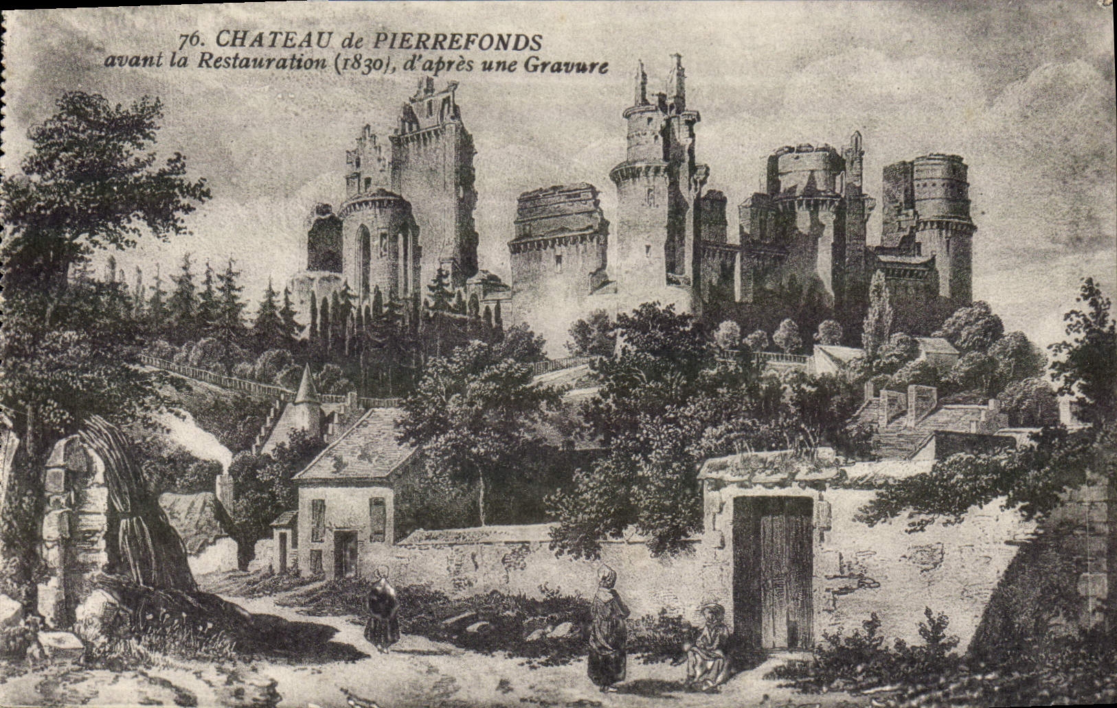 Castillo de Pierrefonds de la POSTAL de la VENDIMIA antes de la restauración