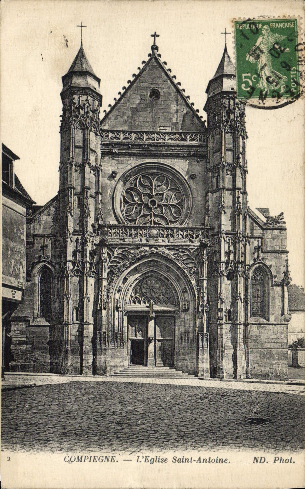 POSTAL Compigne de la VENDIMIA la iglesia Antonio santo