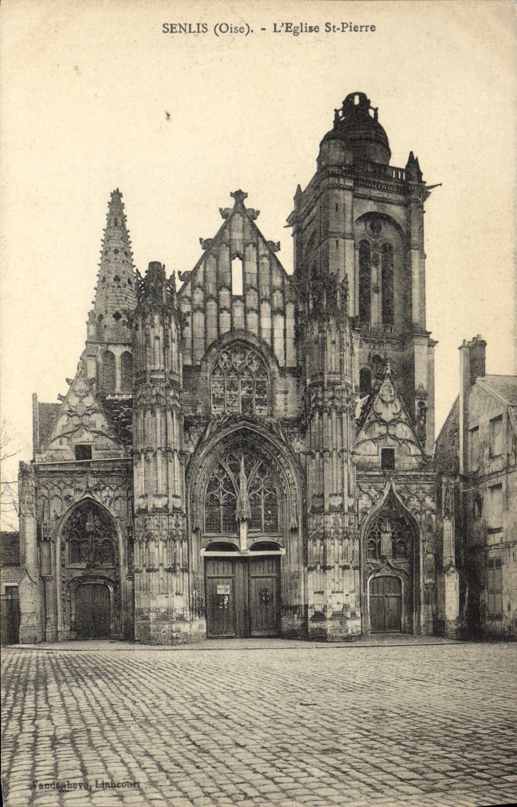 VINTAGE POSTCARD Senlis the Church St Pierre