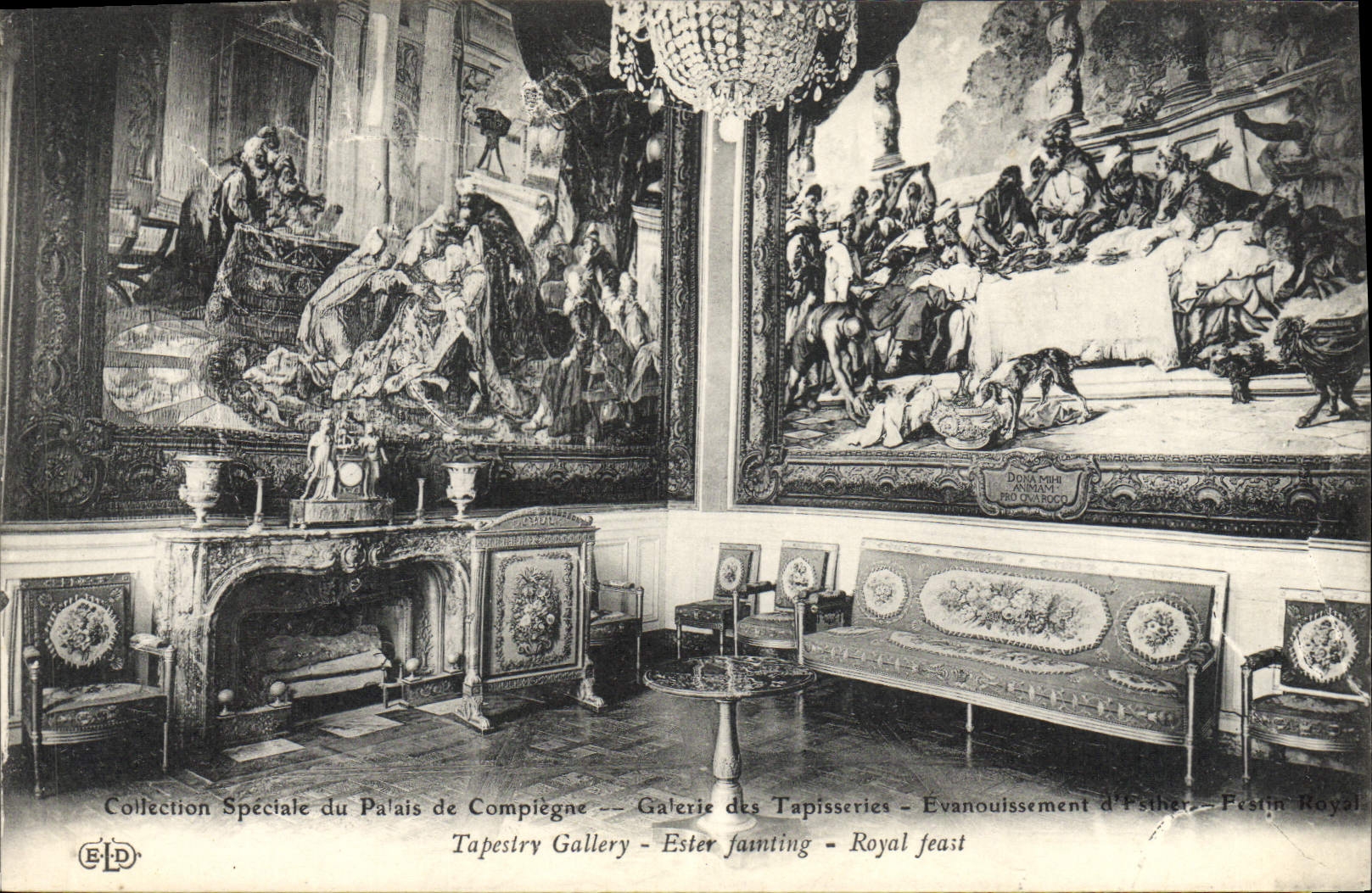 Galería del paladar de Compiegne de la POSTAL de la VENDIMIA de las tapicerías Fainding de Esther