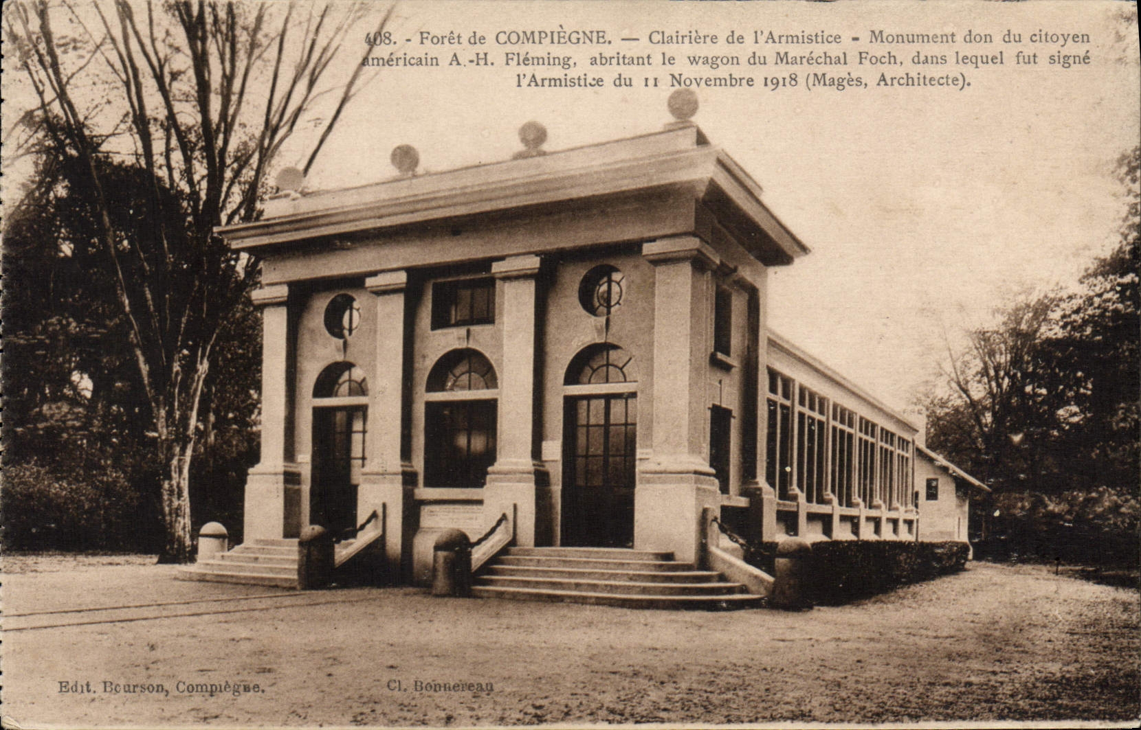 Paladar de la POSTAL de la VENDIMIA del claro de Compiegne de Armiostice Militaria