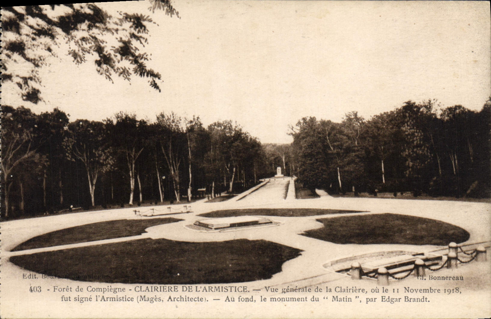 Claro del taladro de Compiegne de la POSTAL de la VENDIMIA del armisticio de Militaria