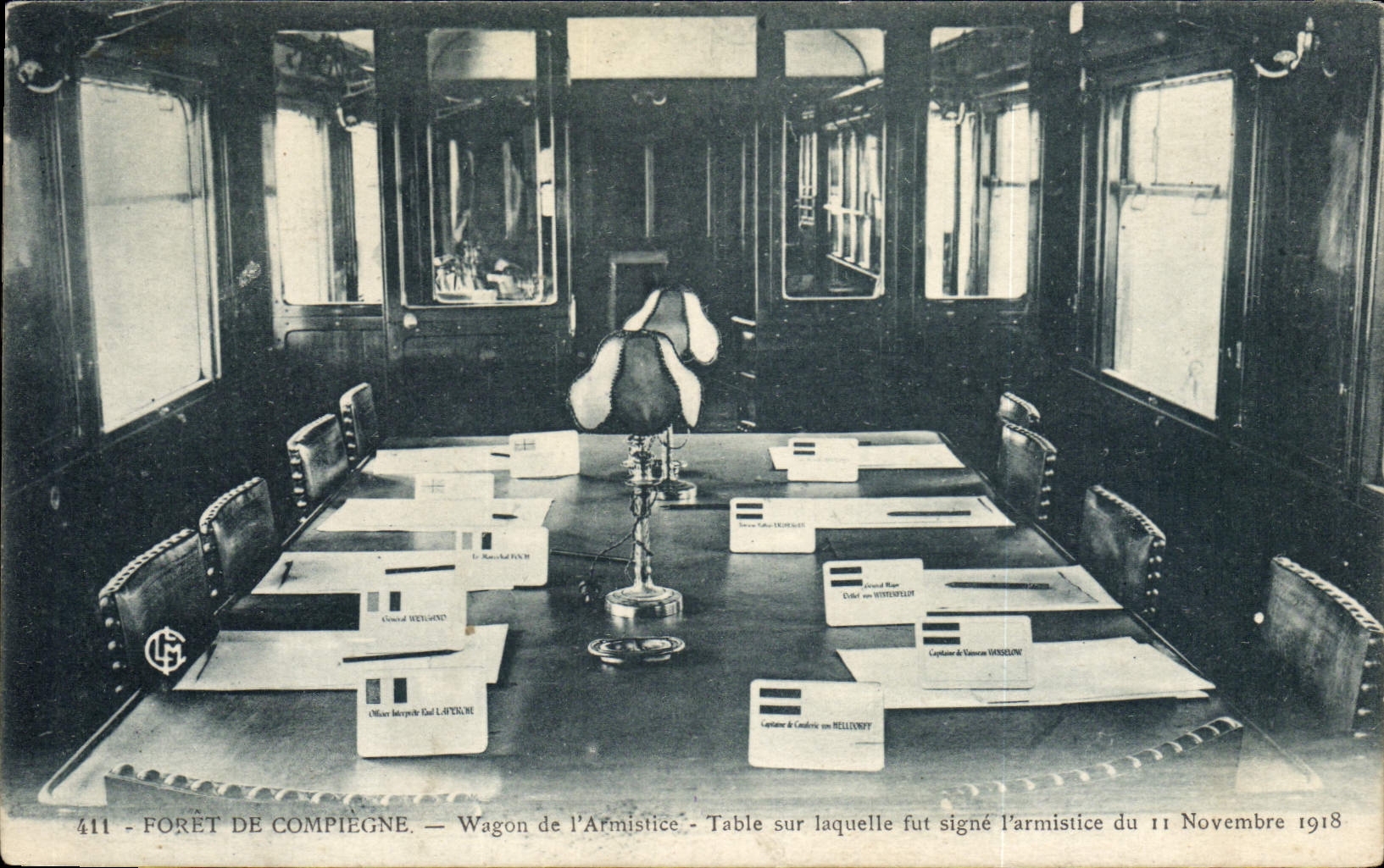 Taladro de la POSTAL de la VENDIMIA del coche de Compiegne del armisticio de Militaria