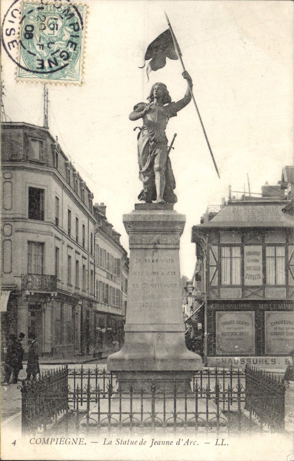 POSTAL Compiegne de la VENDIMIA estatua el arco de Jeanne D