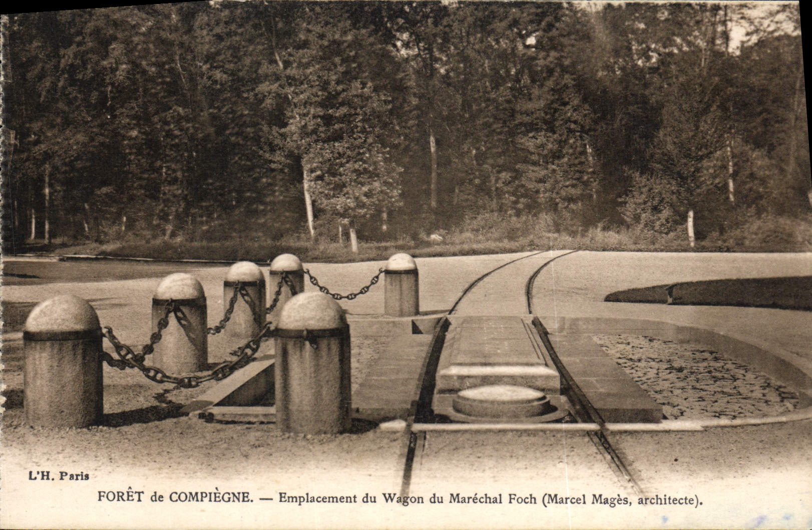 Taladro de la POSTAL de la VENDIMIA del sitio de Compiegne del coche del foch del mariscal
