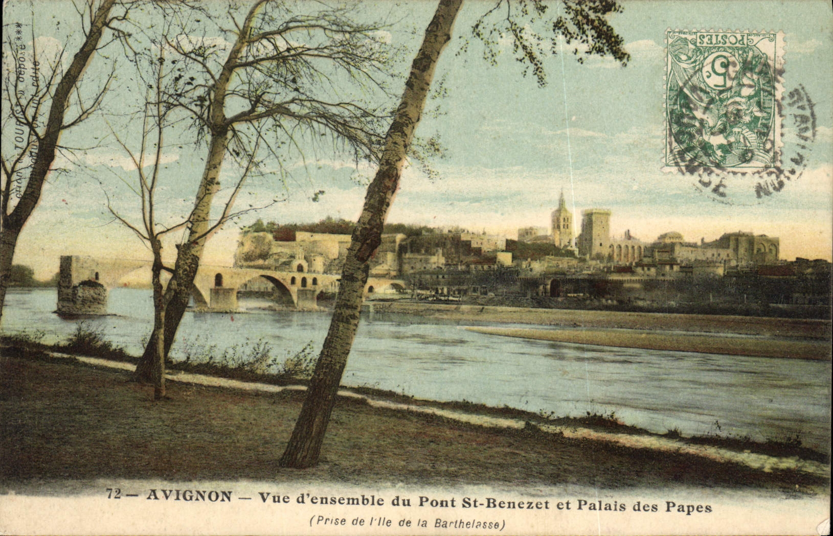 Cuadro total de Avignon de la POSTAL de la VENDIMIA del St Benezet y paladar del puente de los papas