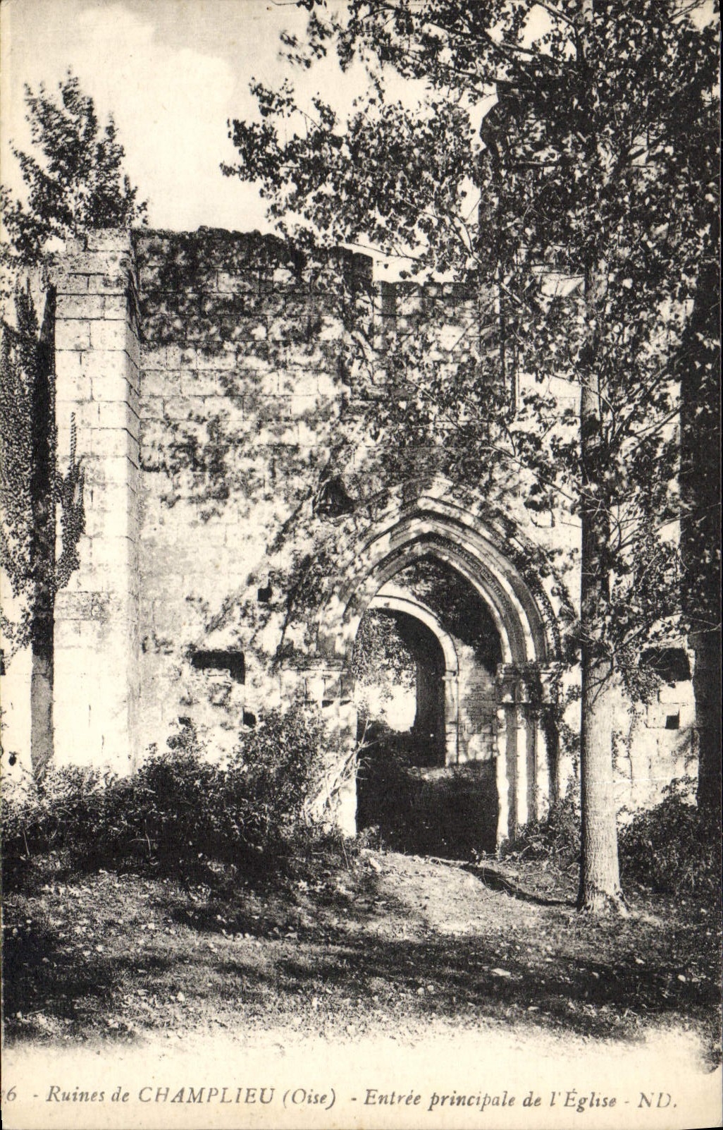 VINTAGE POSTCARD Ruins De Champlieu Main entrance of the Church