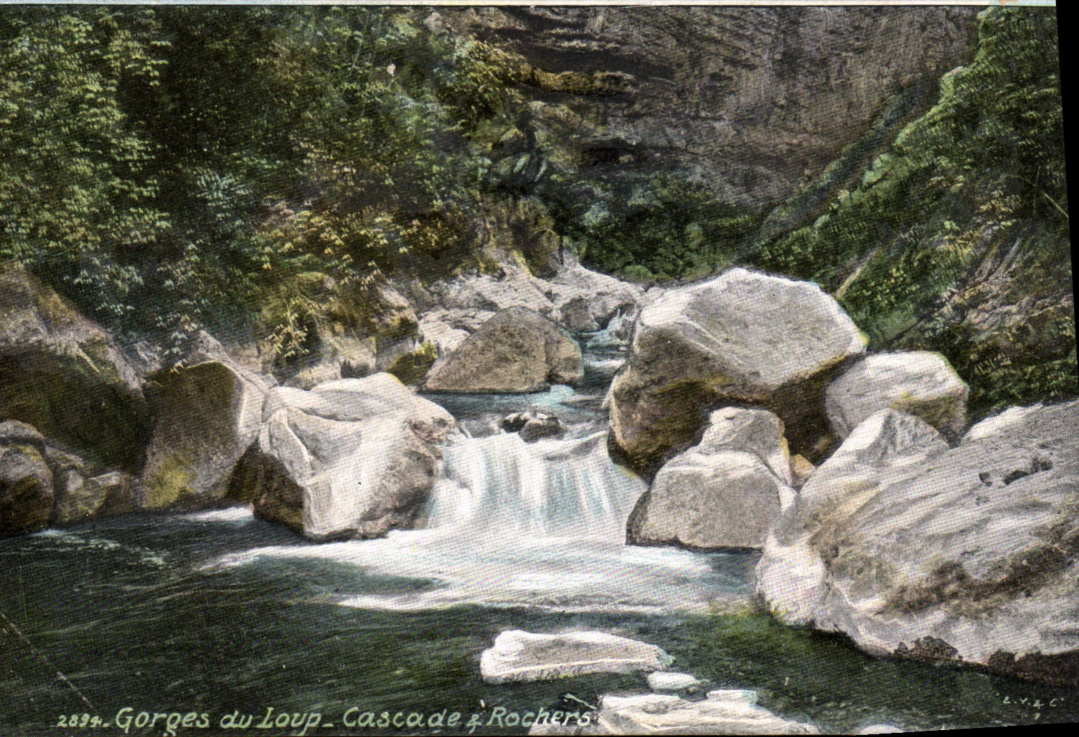 VINTAGE POSTCARD Gorges of the wolf Cascades of rocks