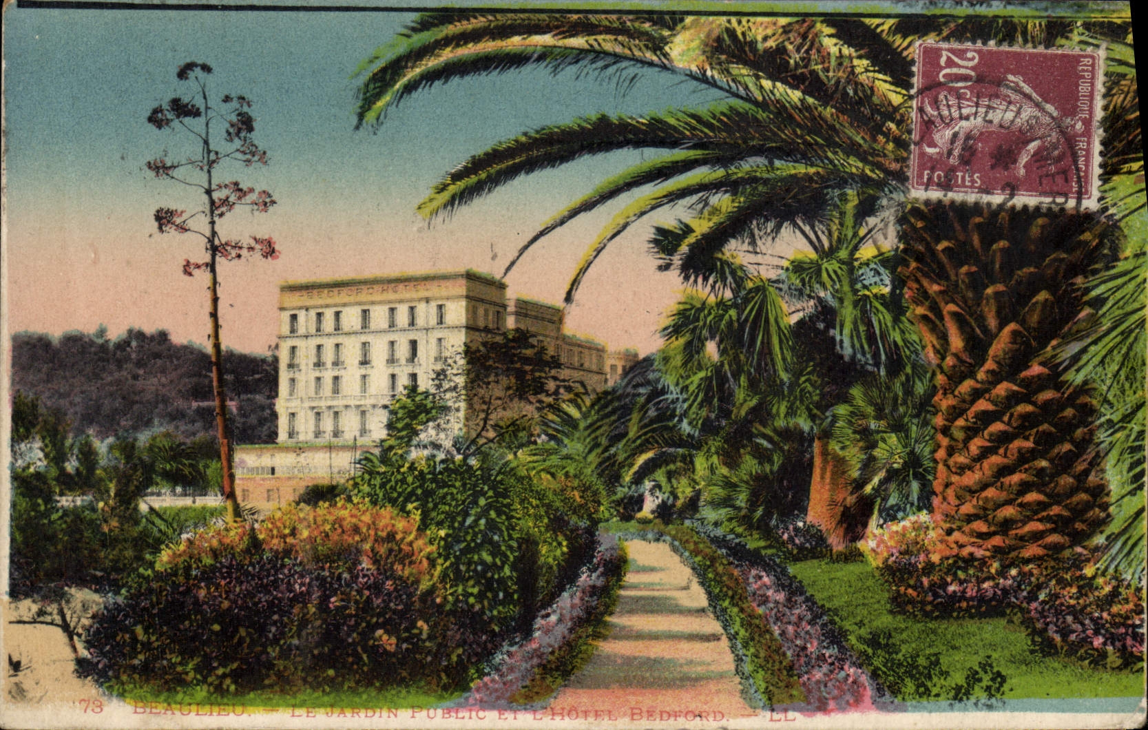 CPA Beaulieu Le jardin public et l'hotel Bedford