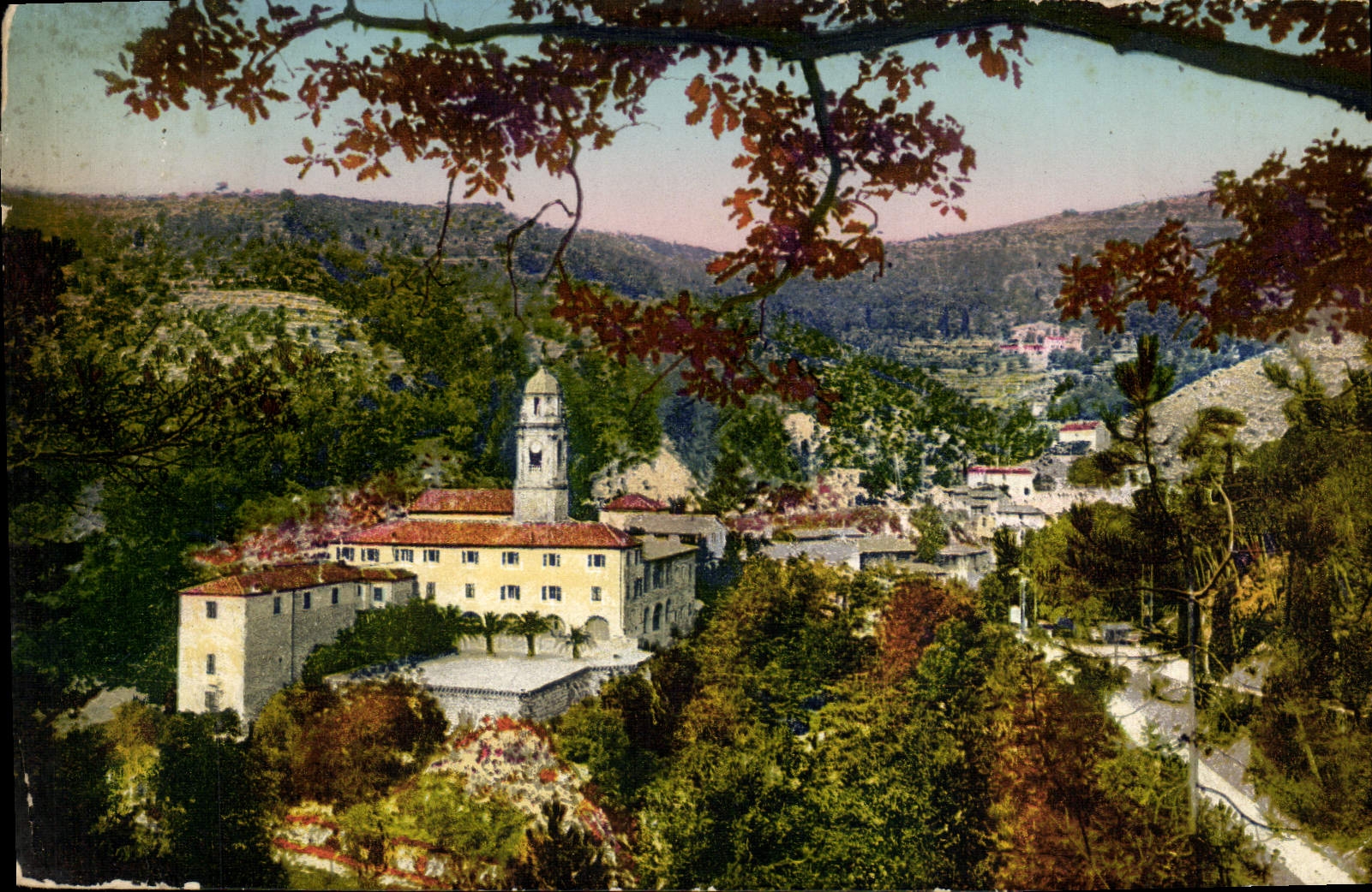 VINTAGE POSTCARD Laghet the Monastery And Road Of Turbie