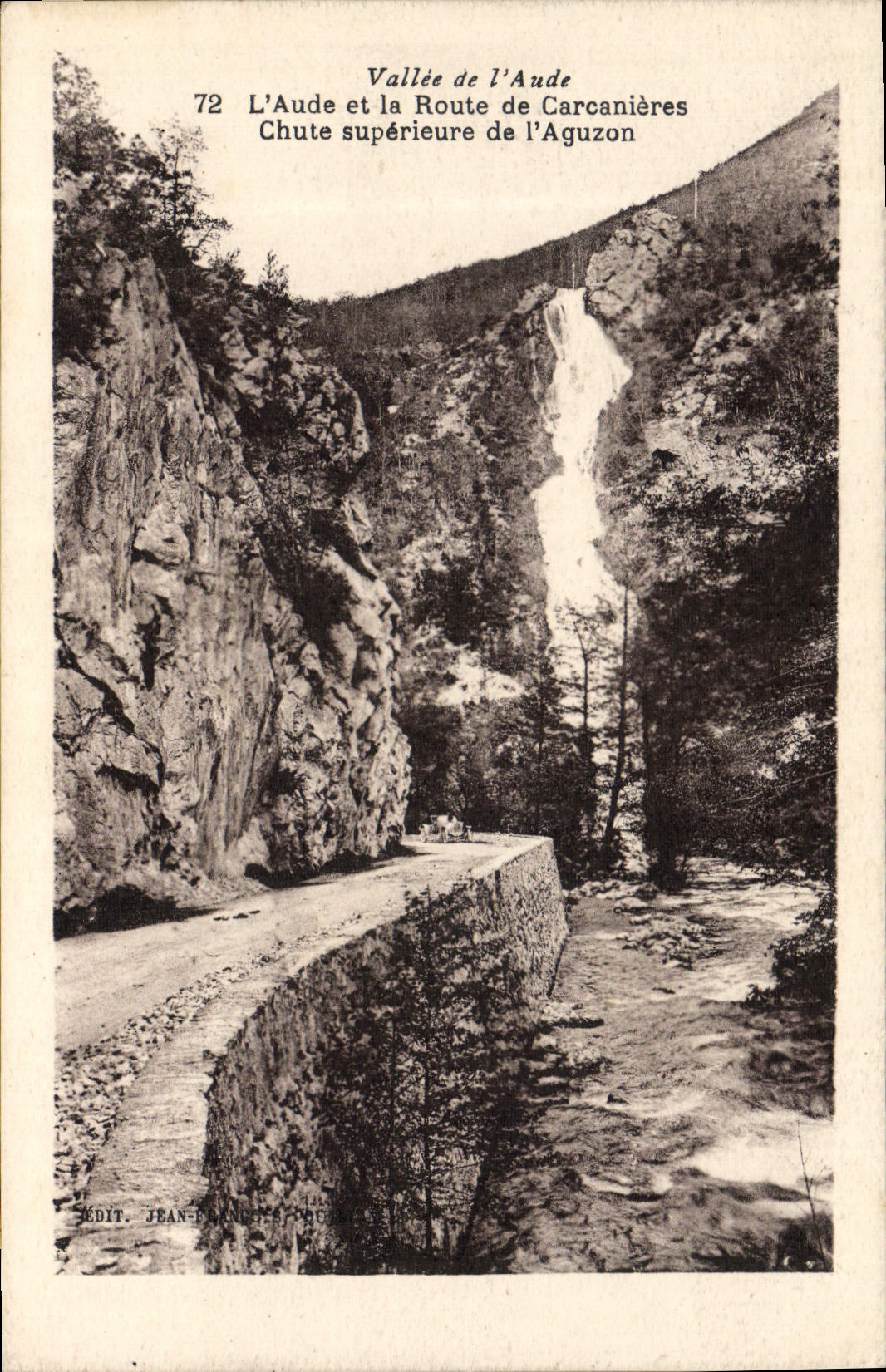 VINTAGE POSTCARD Valley De I' Aude And the Road De Carcanieres Falls higher of Aguzon