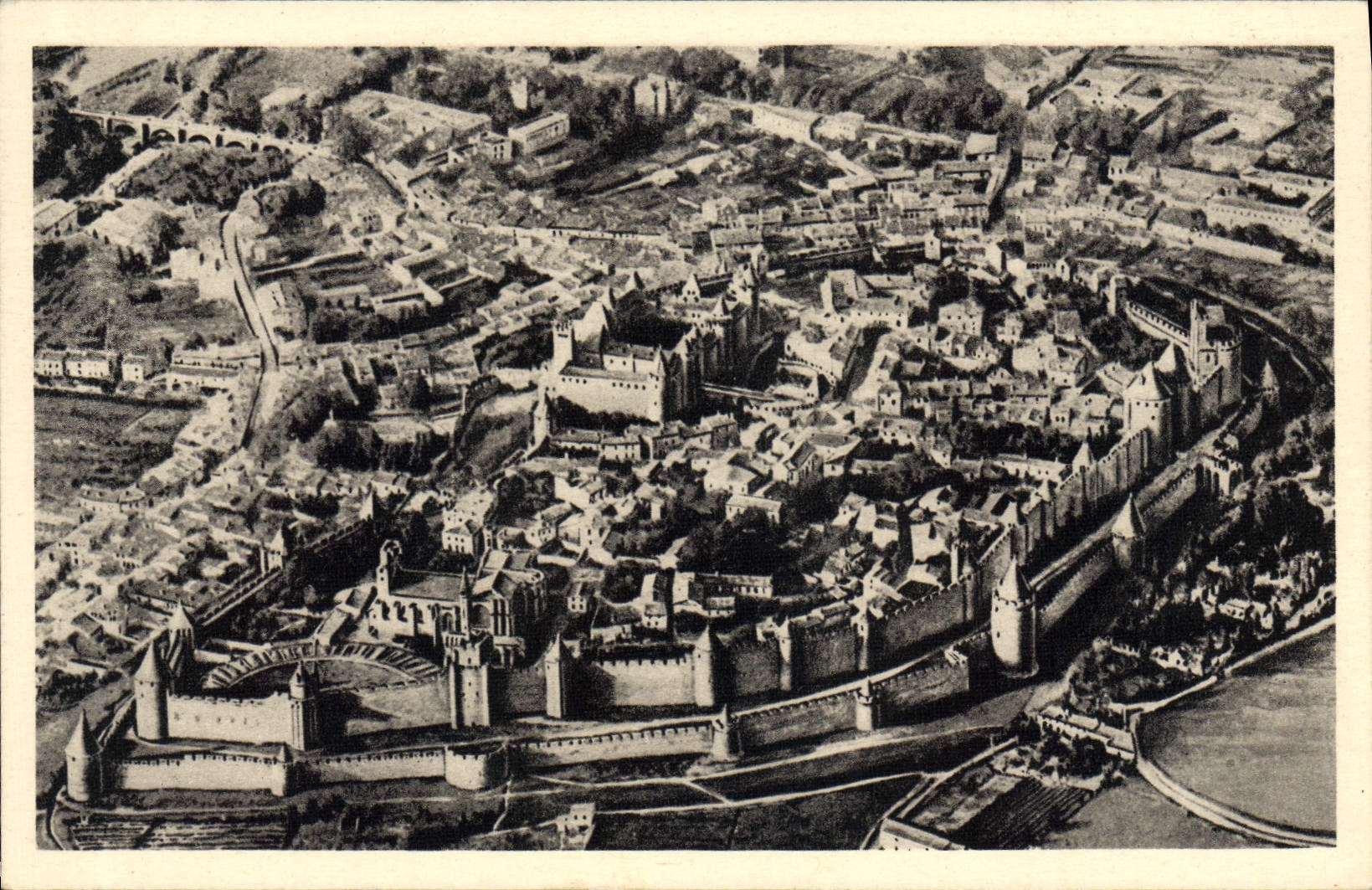 CPA Carcassonne Vue aerienne