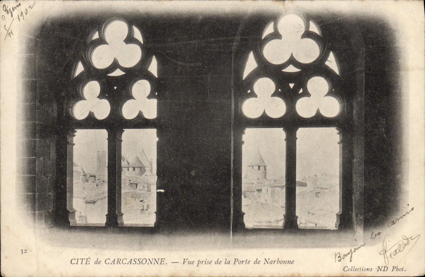 CPA Carcassonne Vue Prise De La Porte De Narbonne