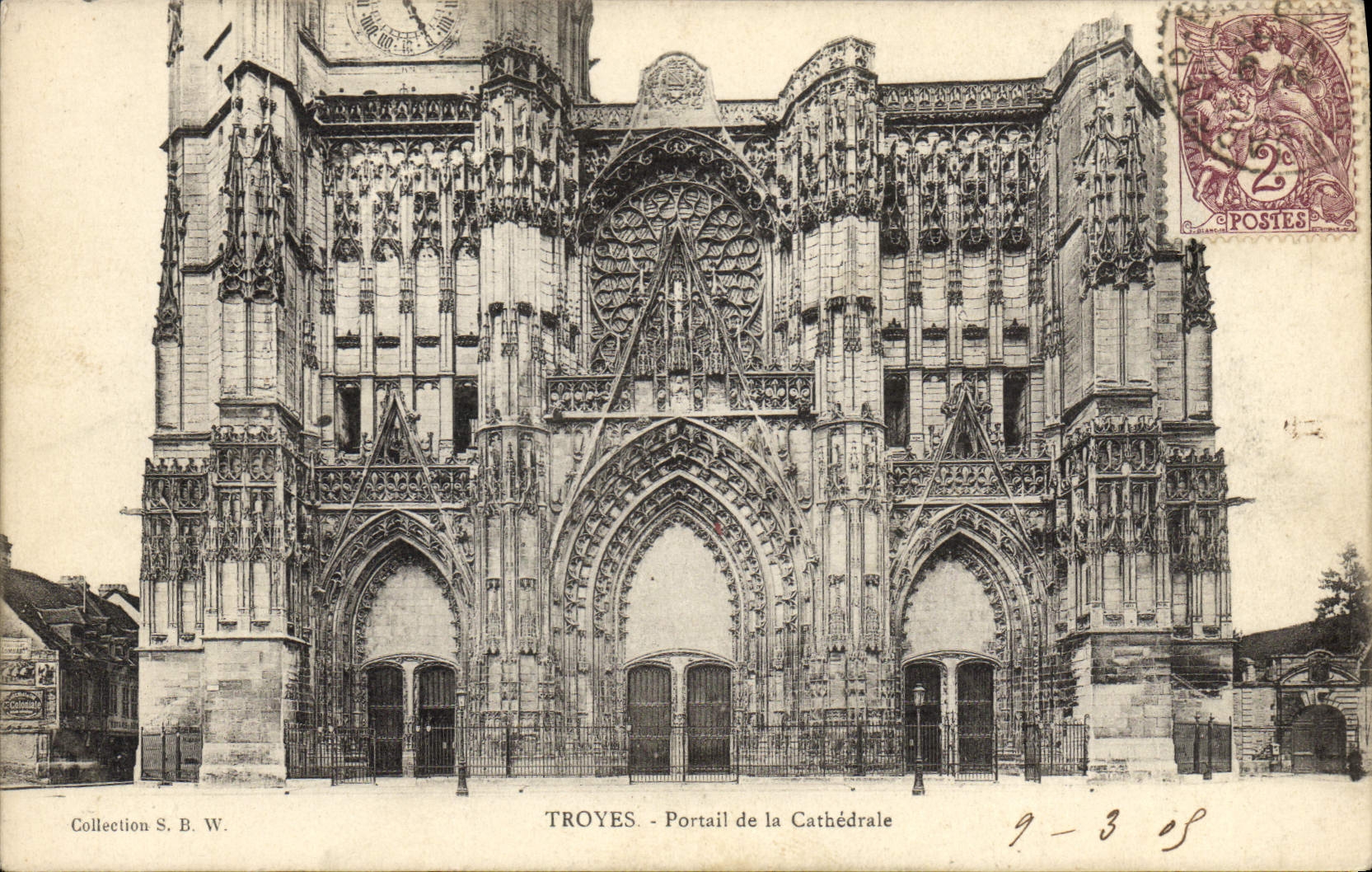 CPA Troyes Portail De La Cathedrale