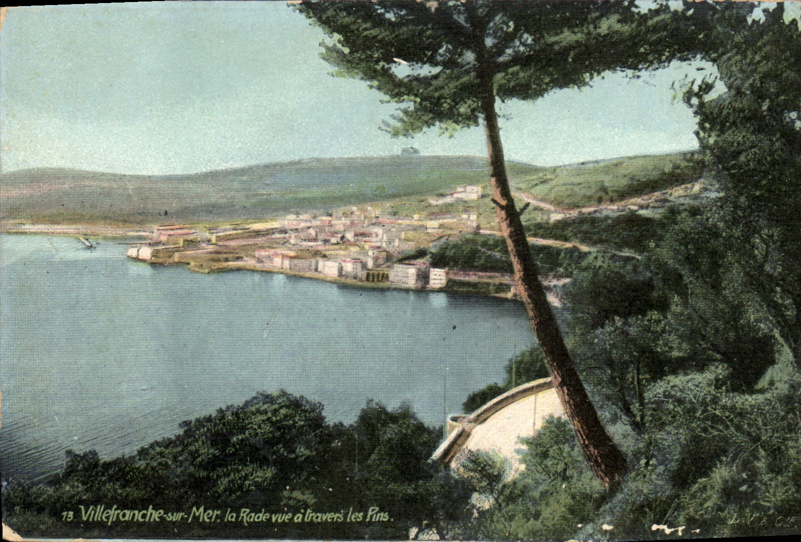 CPA Villefranche Sur Mer la Rade Vue A Travers les pins