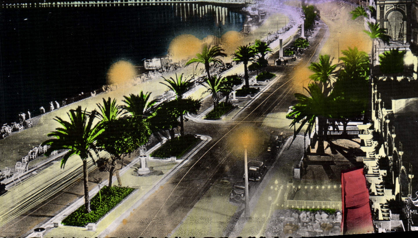 POSTAL MODERNA Niza la caminata del efecto inglés de la noche