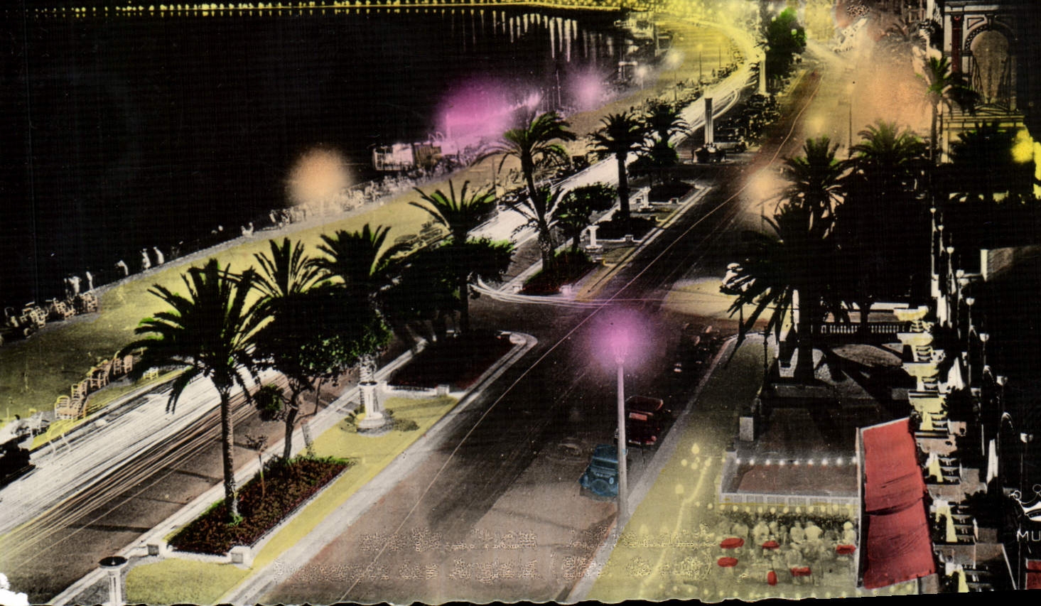 Caminata de la POSTAL de la VENDIMIA Niza del efecto inglés de la noche