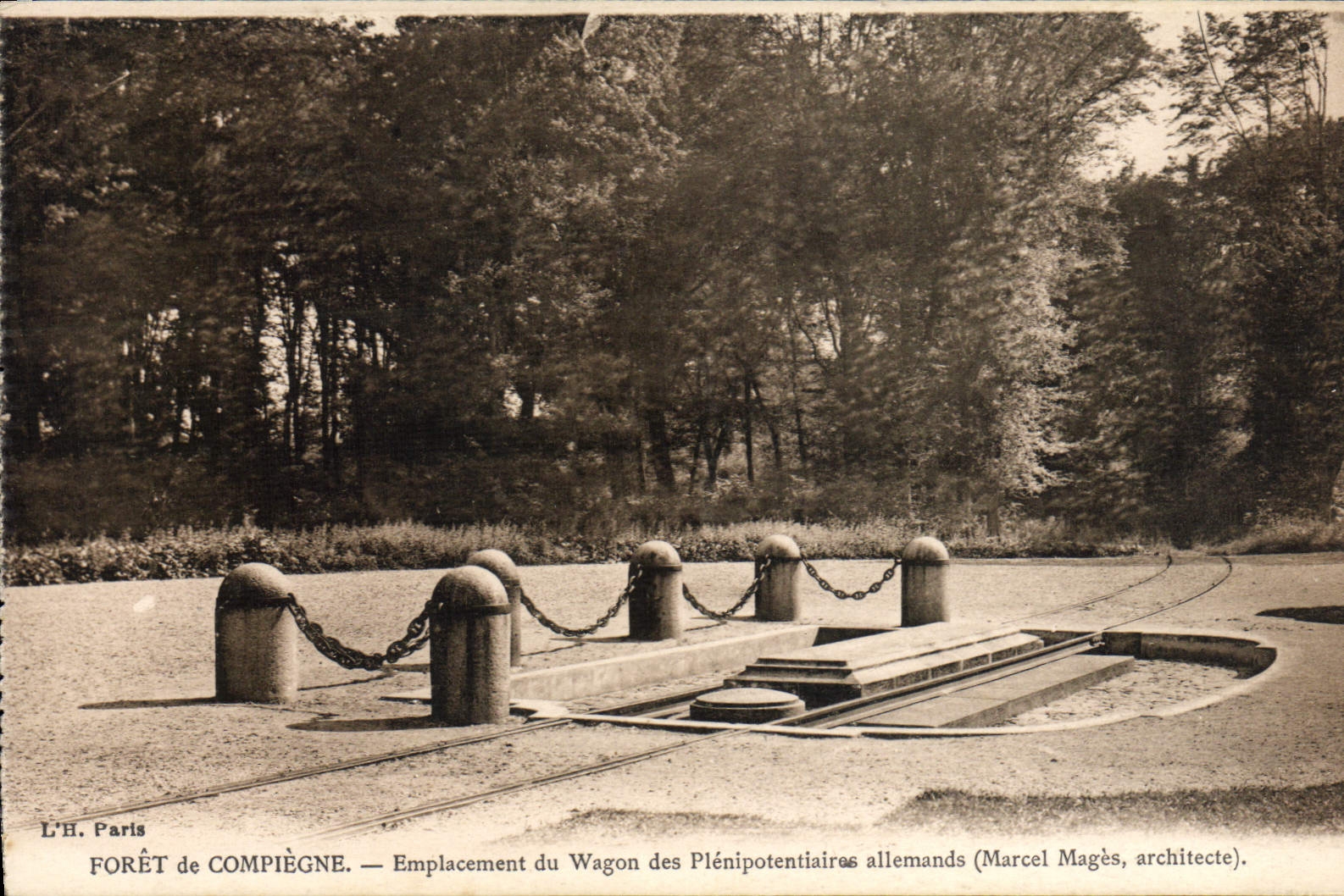 Taladro de la POSTAL de la VENDIMIA del sitio de Compiegne del coche de Militaria alemán plenipotenciario